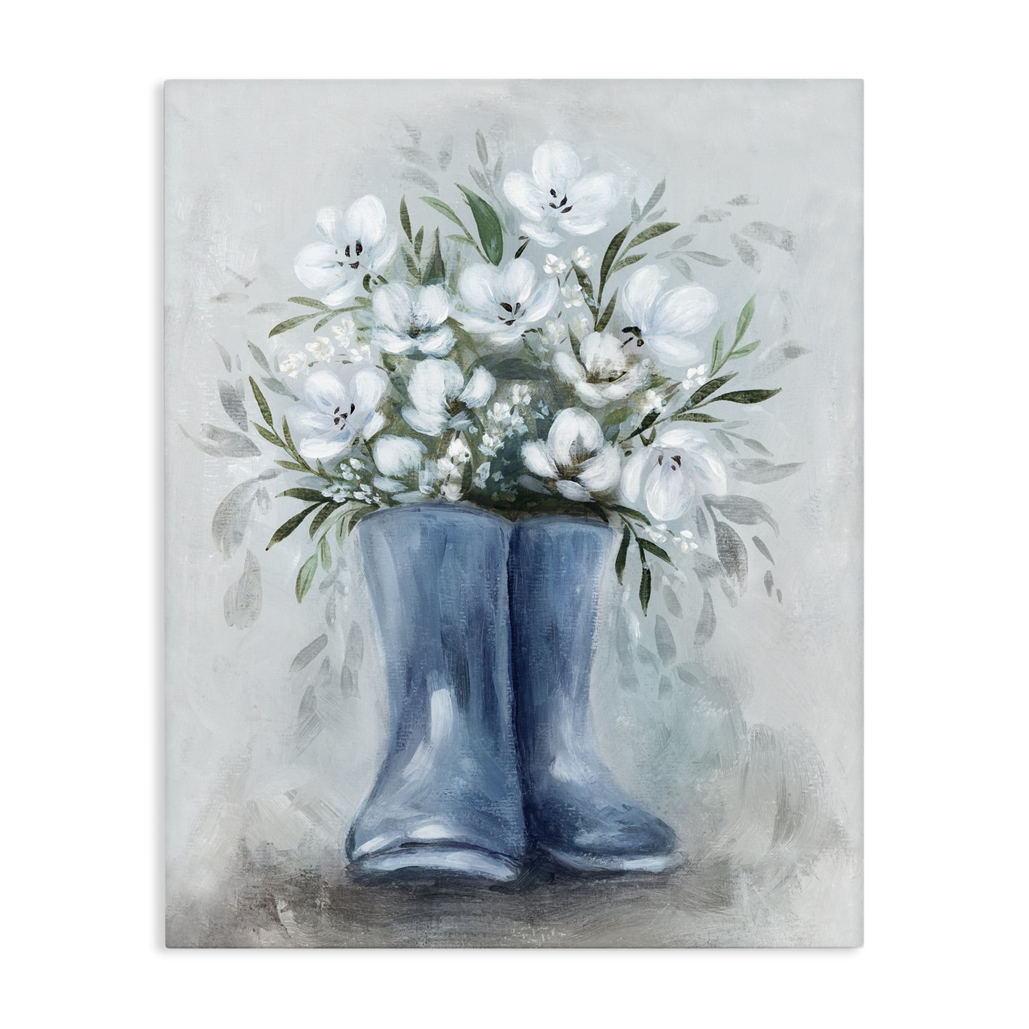 Stupell Industries Botanical Bouquet in Blue Boots Canvas Wall Art, design by Kristen Brockmon