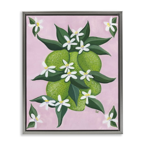 Stupell Industries Traditional Botanical Citrus Limes Gray Floating Frame Canvas Art, 25 x 31, by Sarah Waldron Kimball