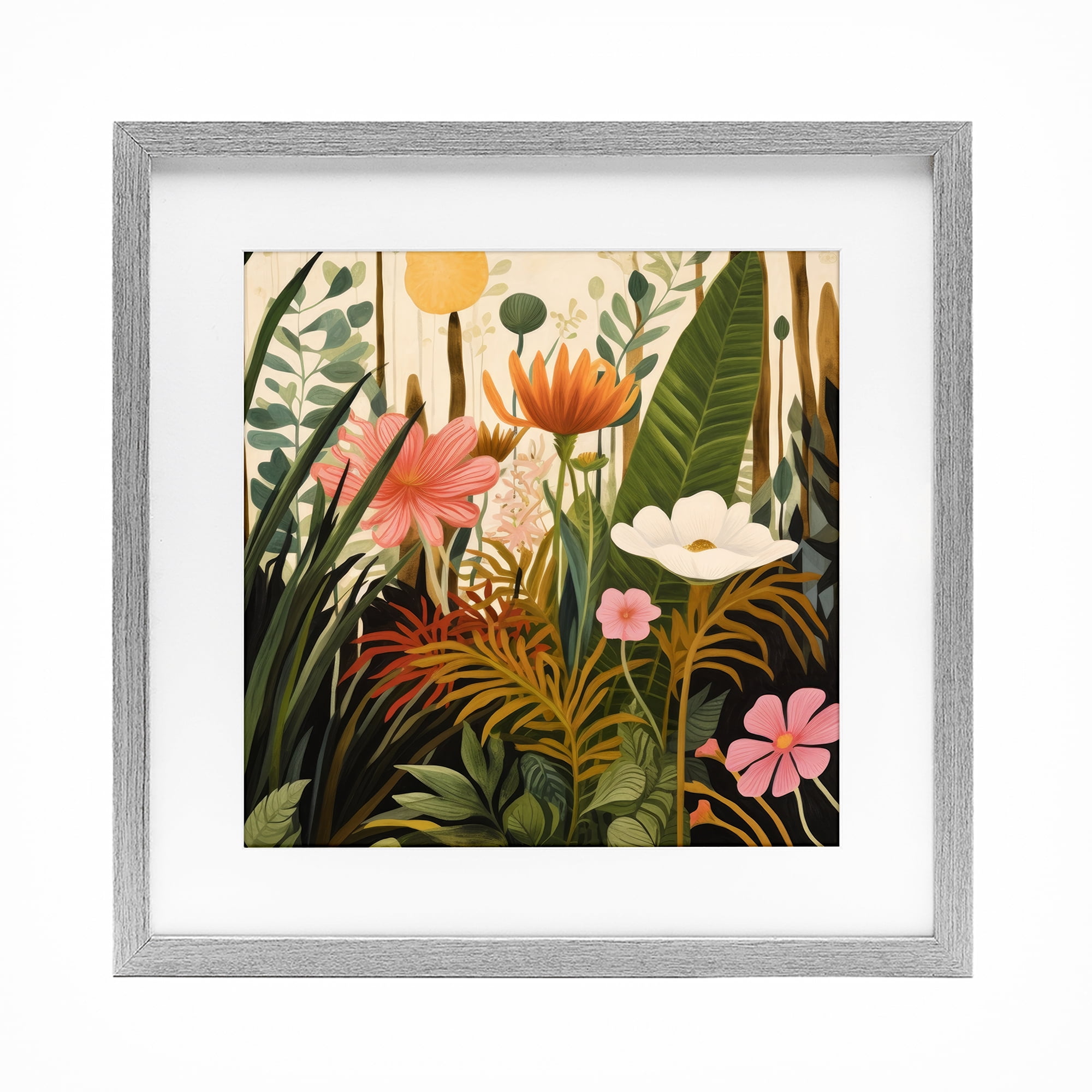 Stupell Industries Botanical Embrace in the Jungle Gray Framed Print Under Glass, design by Lazar Studio