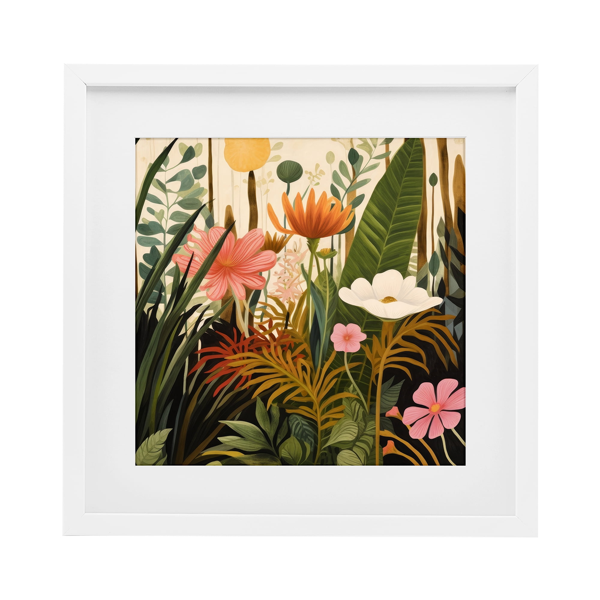 Stupell Industries Botanical Embrace in the Jungle White Framed Print Under Glass, design by Lazar Studio