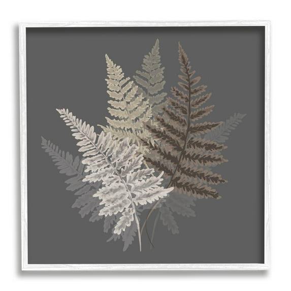 Stupell Industries Botanical Fern Leaves Modern Layered Nature Design Graphic Art White Framed Art Print Wall Art, Design by House of Rose
