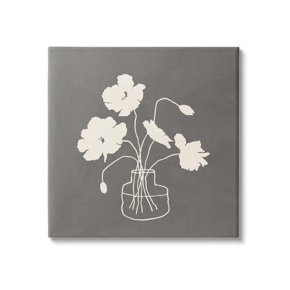 Stupell Industries Botanical Flower Buds Blossoms Vase White Outline Canvas Wall Art, 24 x 24, Design by JJ Design House LLC