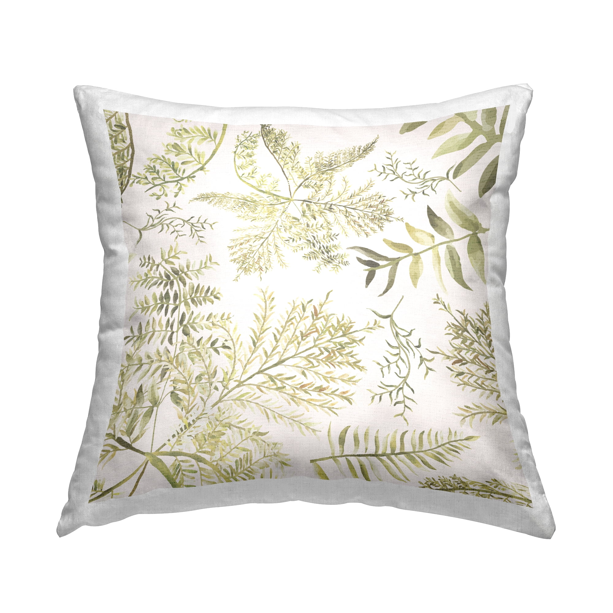 Stupell Industries Botanical Forest Fern Leaves Square Decorative Printed Throw Pillow, 18 x 18,