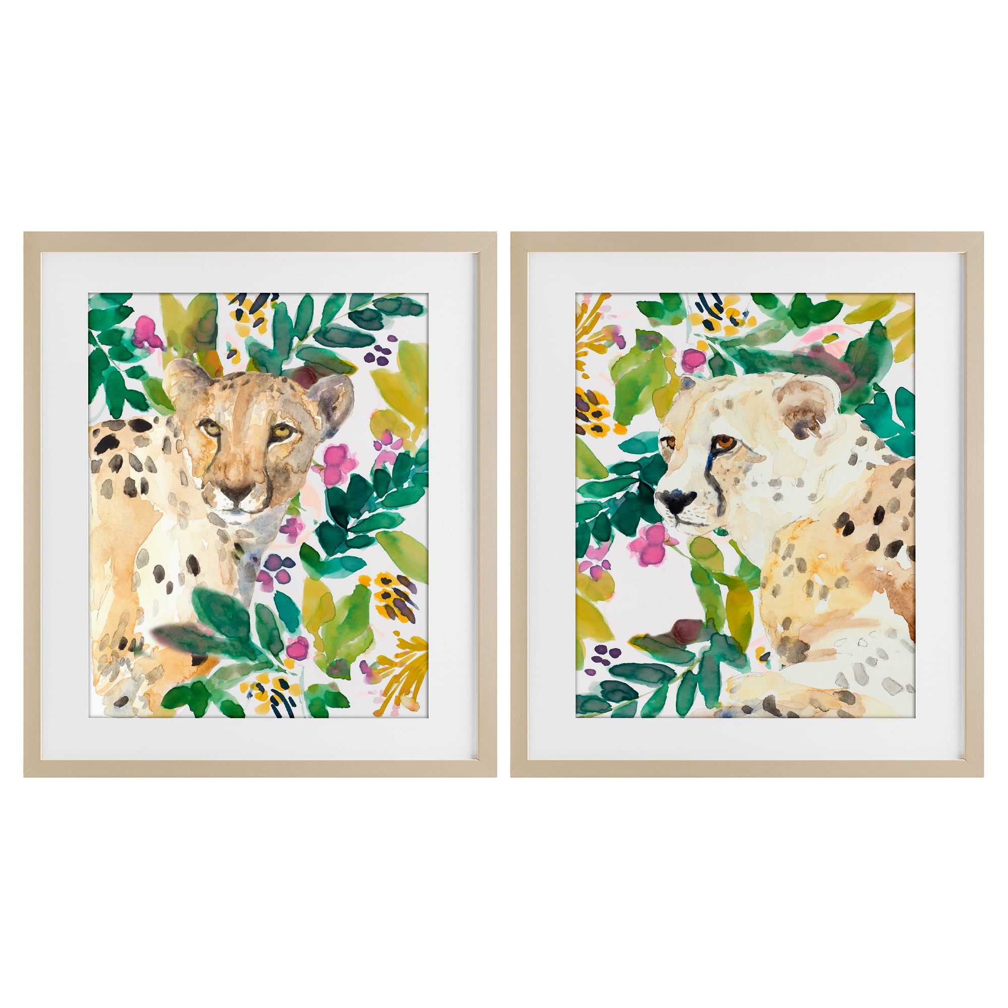 Stupell Industries Botanical Garden Wildlife 2 Piece Birch Framed Print Under Glass Set, design by Lanie Loreth