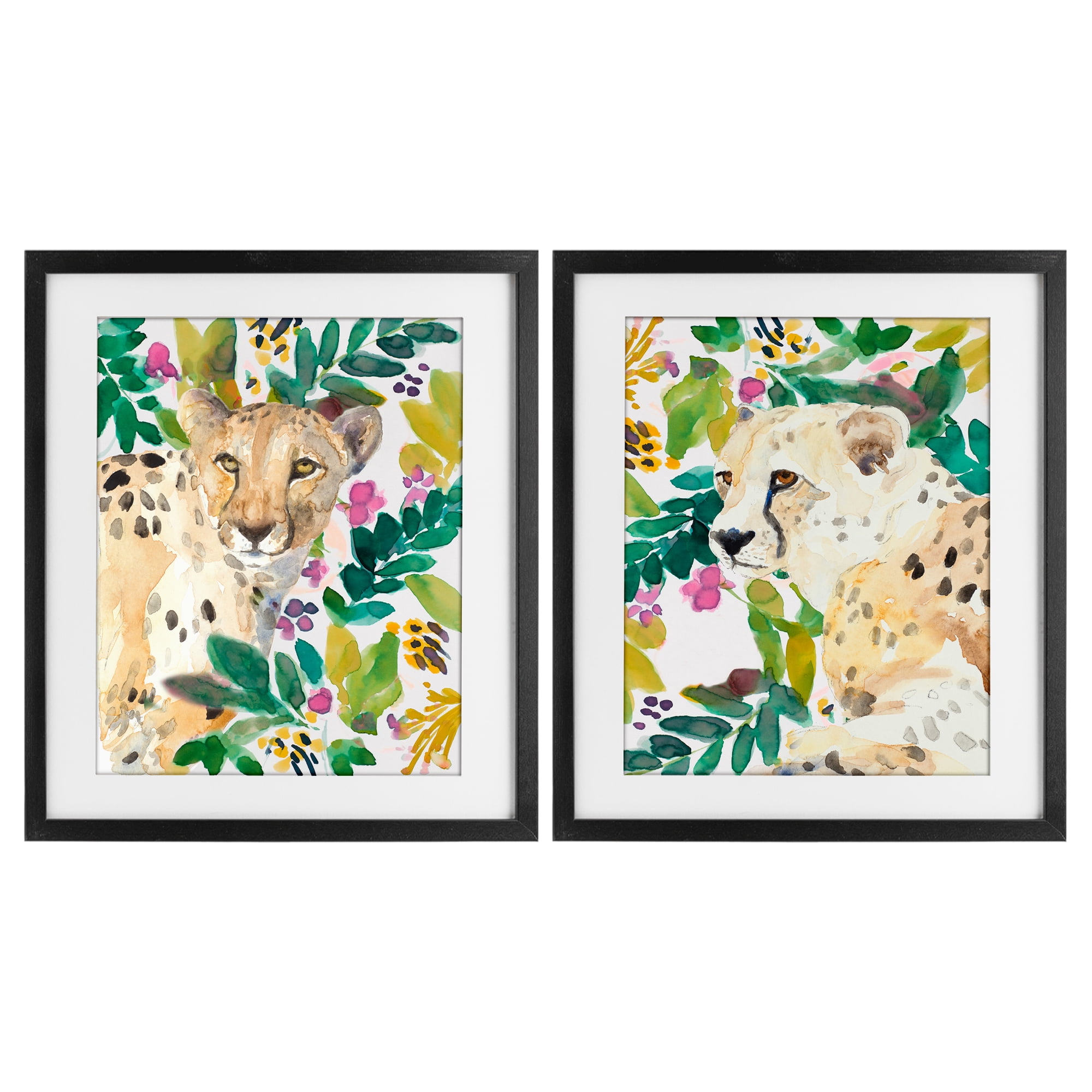 Stupell Industries Botanical Garden Wildlife 2 Piece Black Framed Print Under Glass Set, design by Lanie Loreth