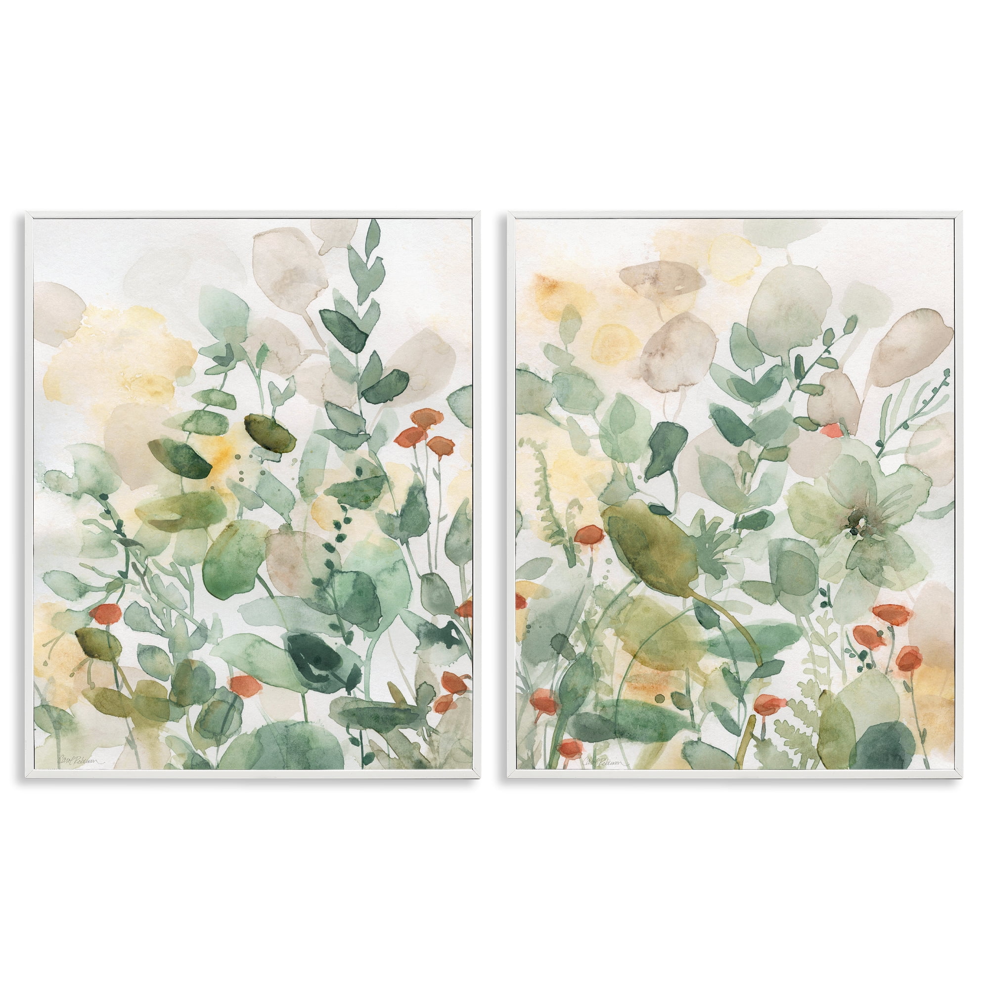 Stupell Industries Botanical Garlands Abstract Plants & Flowers Painting White Framed Art Print Wall Art, 11 x 14, Set of 2