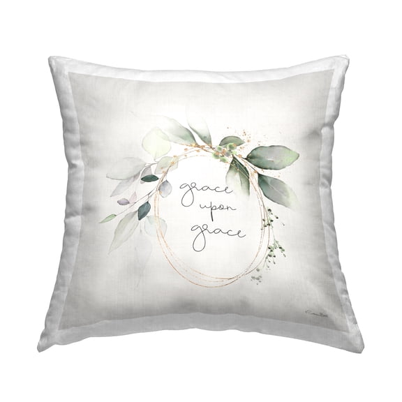 Stupell Industries Botanical Grace Phrase Square Decorative Printed Throw Pillow, 18 x 18