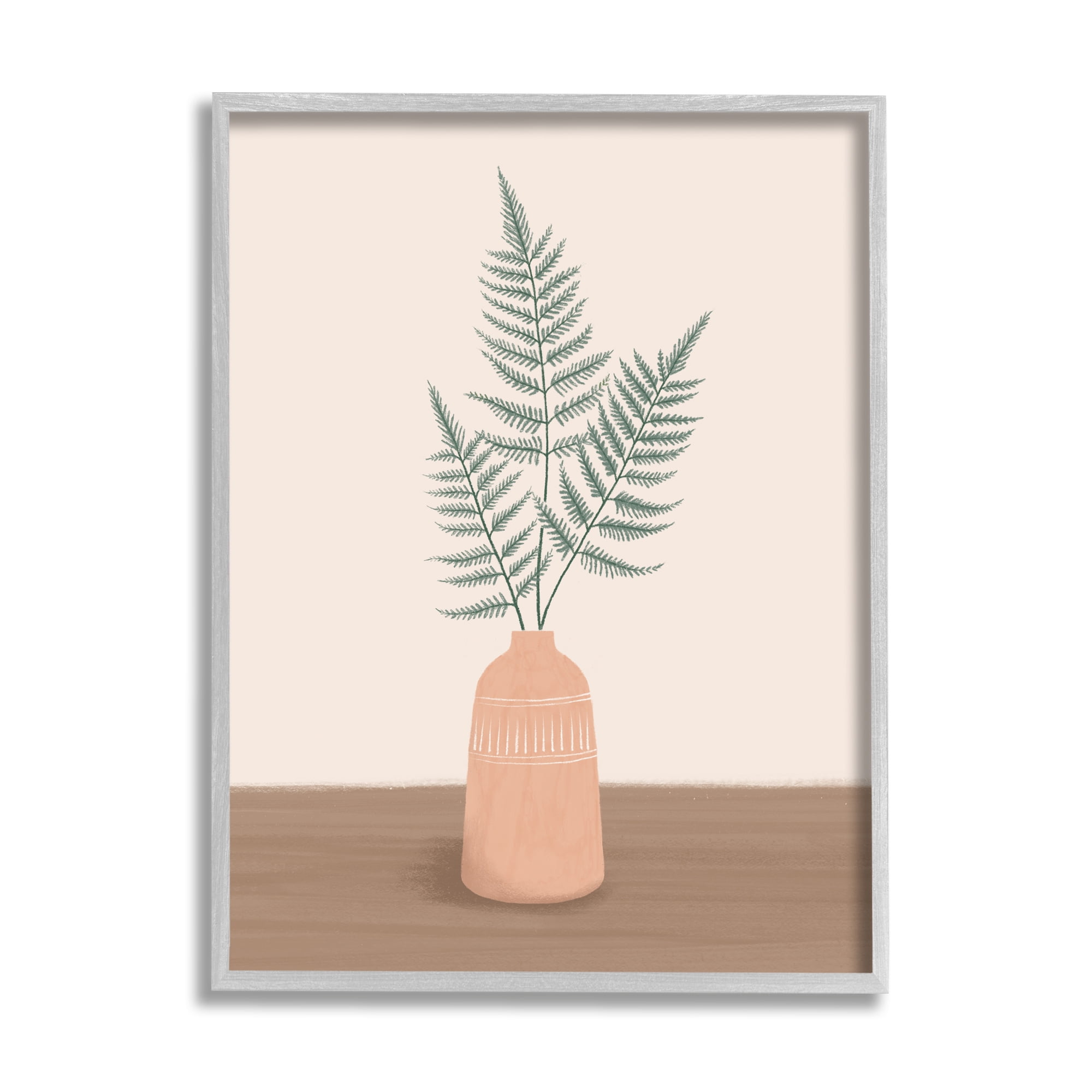 Stupell Industries Botanical Herb Ferns Roots Aztec Patterned Plant Vase ,16 x 20, Design by Nancy McKenzie