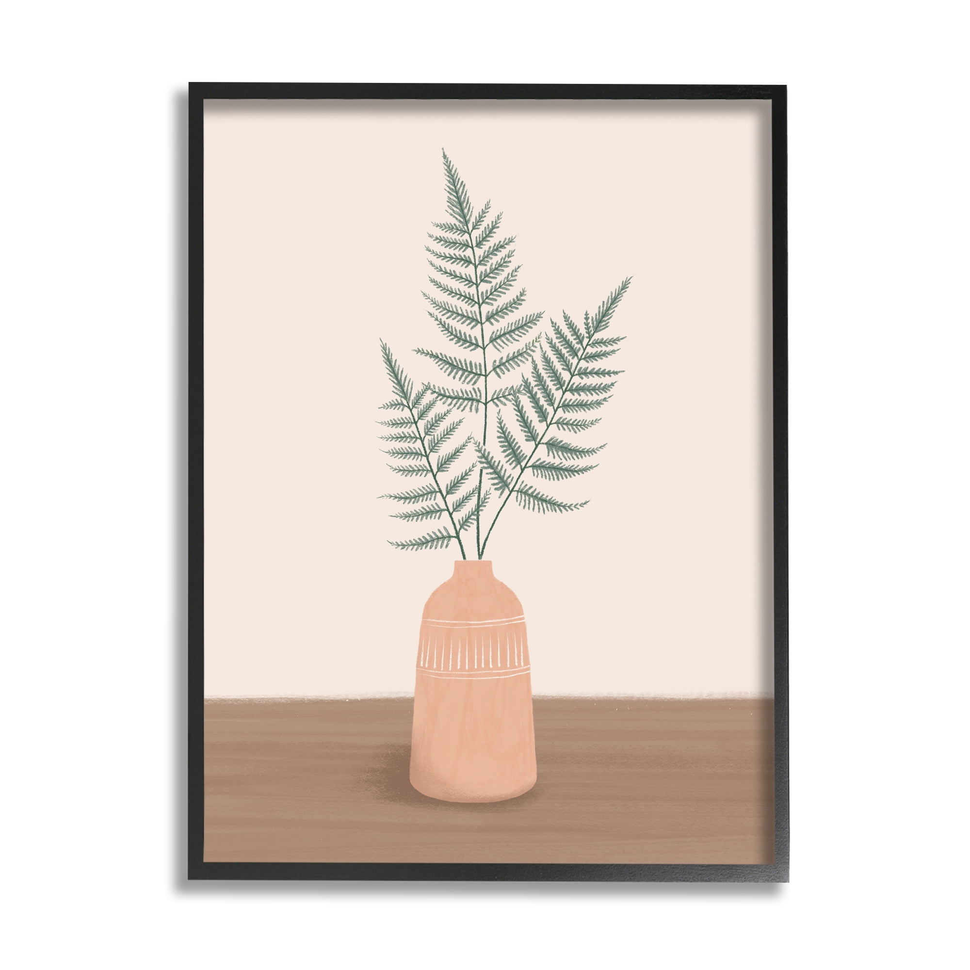 Stupell Industries Botanical Herb Ferns Roots Aztec Patterned Plant Vase ,16 x 20, Design by Nancy McKenzie