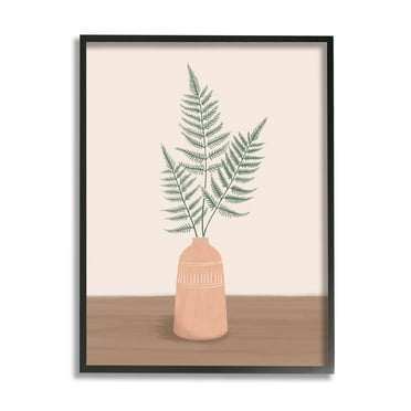 Stupell Industries Botanical Herb Ferns Roots Aztec Patterned Plant Vase ,24 x 30, Design by Nancy McKenzie