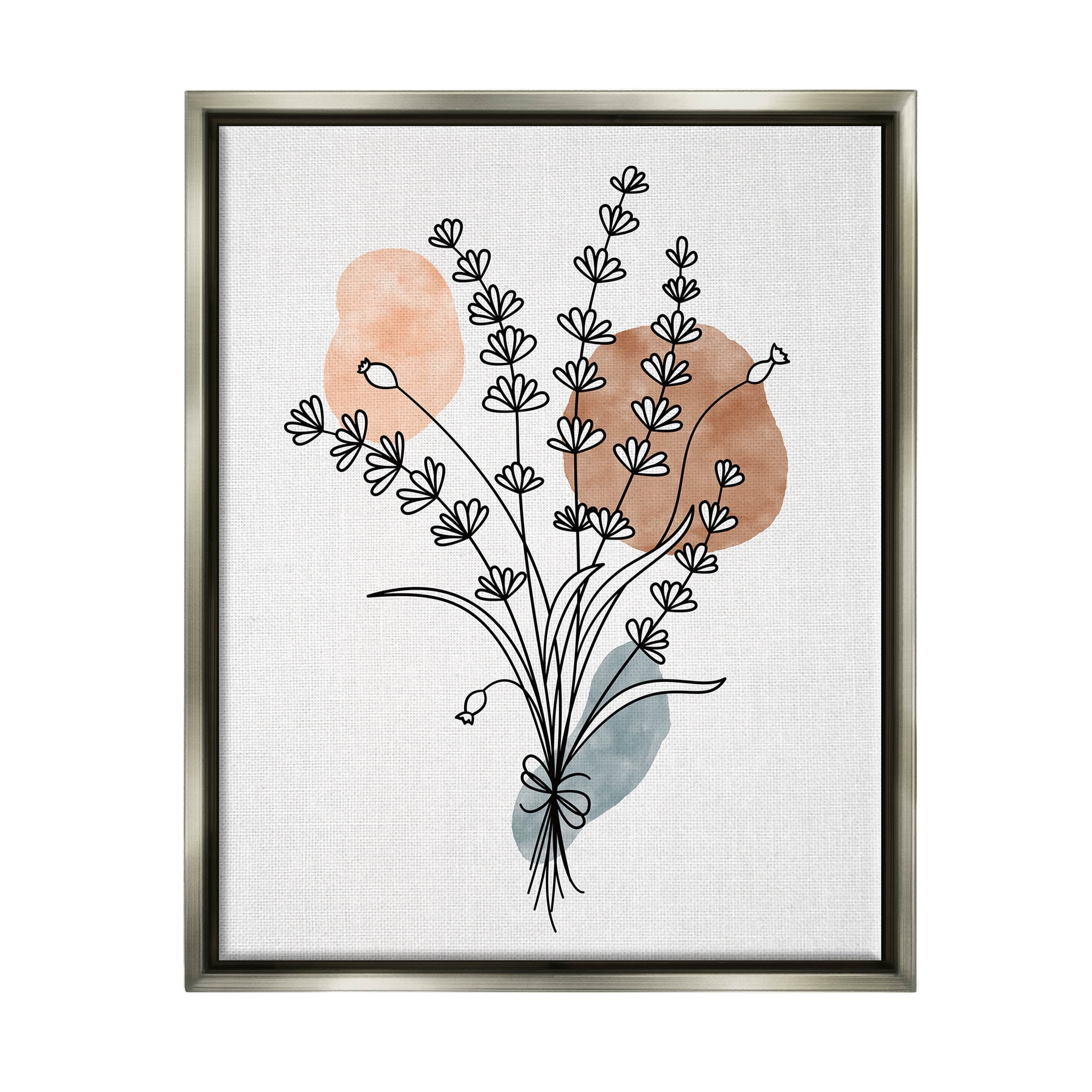 Stupell Industries Botanical Herb Sprig Bunches Graphic Art Luster Gray Floating Framed Canvas Print Wall Art, Design by JJ Design House LLC