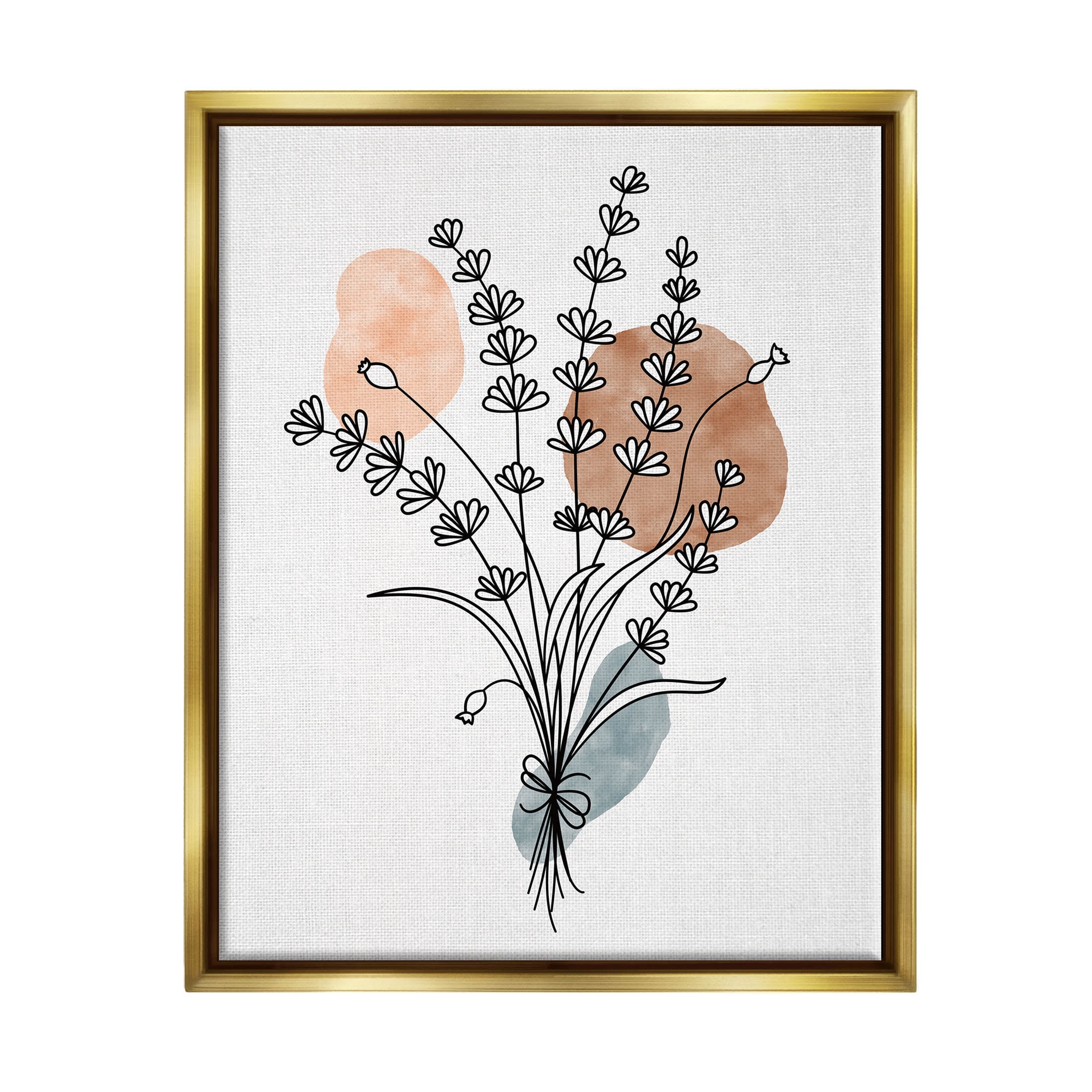 Stupell Industries Botanical Herb Sprig Bunches Graphic Art Metallic Gold Floating Framed Canvas Print Wall Art, Design by JJ Design House LLC
