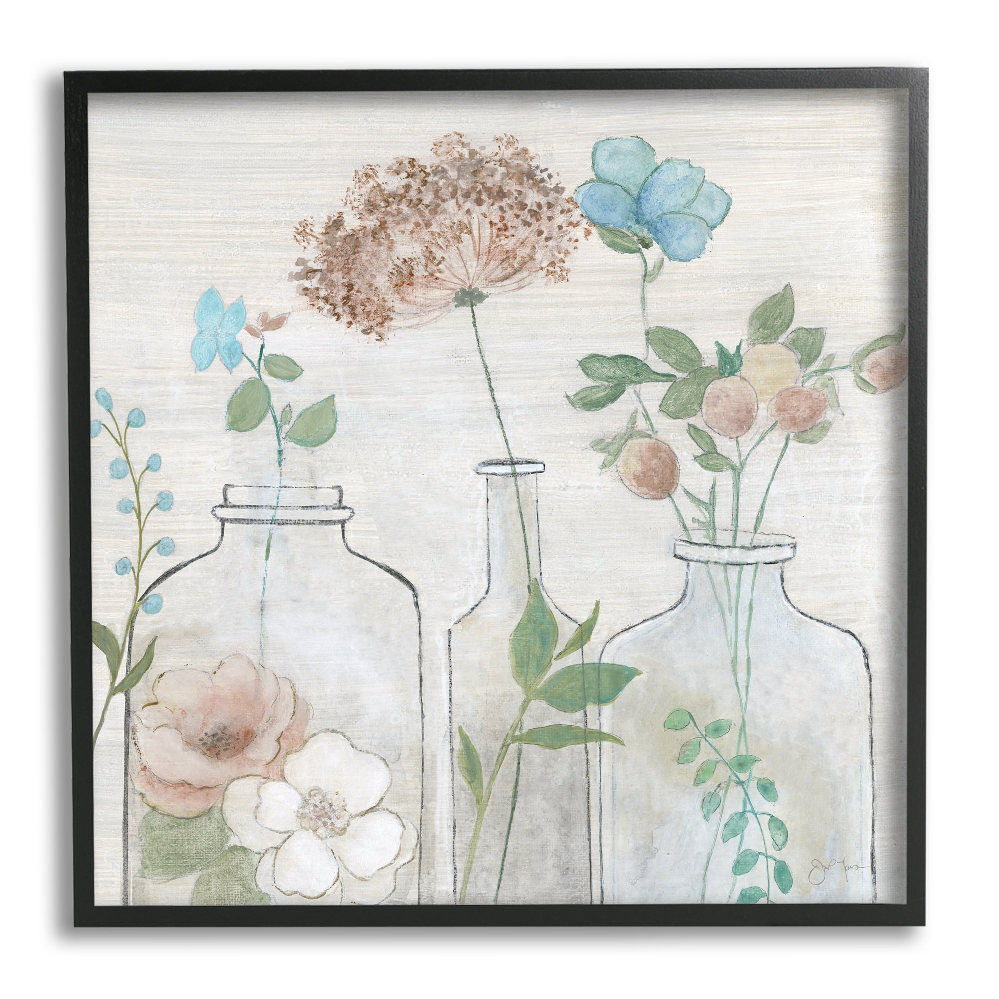 Stupell Industries Botanical Herbs Cottage Bouquets Botanical & Floral Painting Black Framed Art Print Wall Art