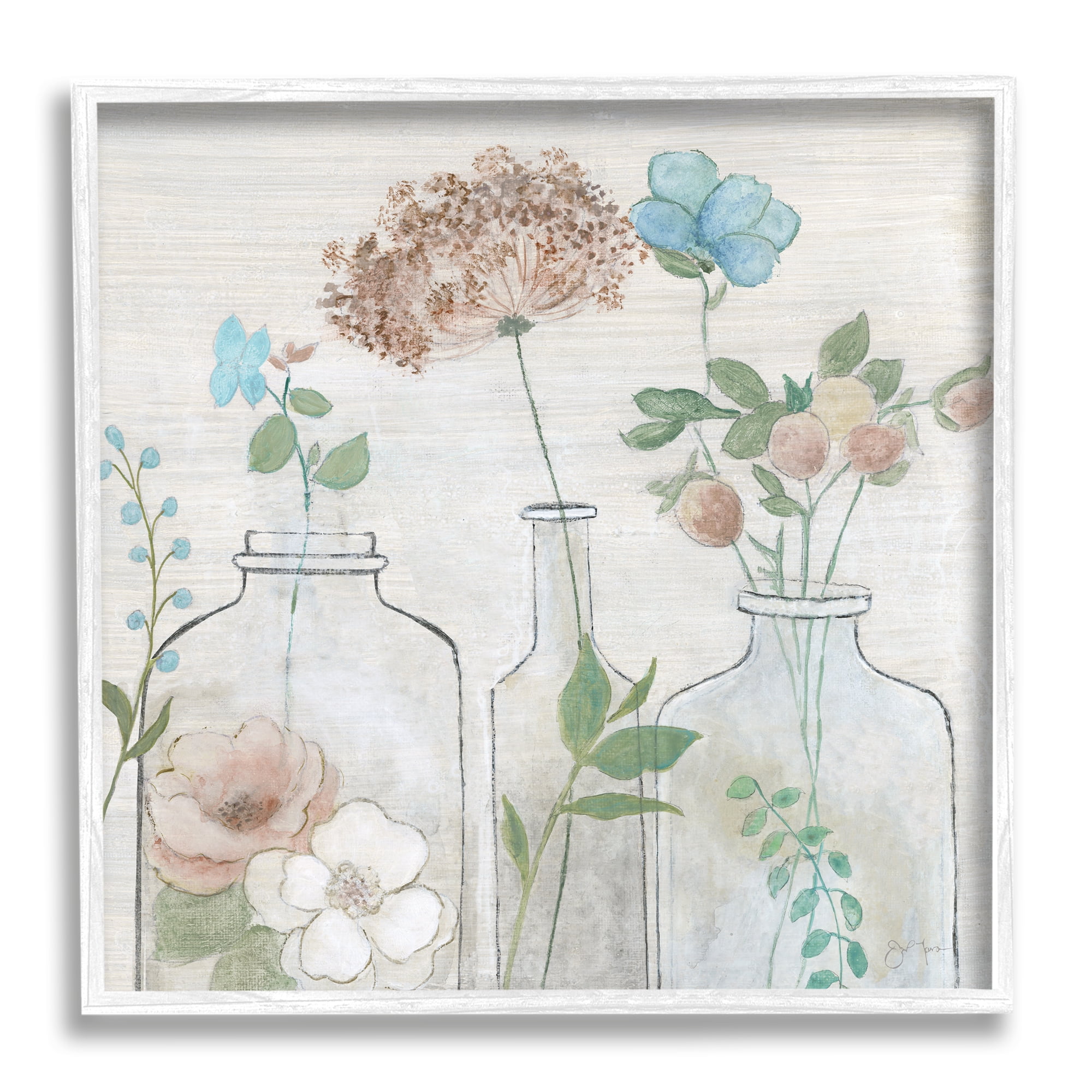 Stupell Industries Botanical Herbs Cottage Bouquets Botanical & Floral Painting White Framed Art Print Wall Art