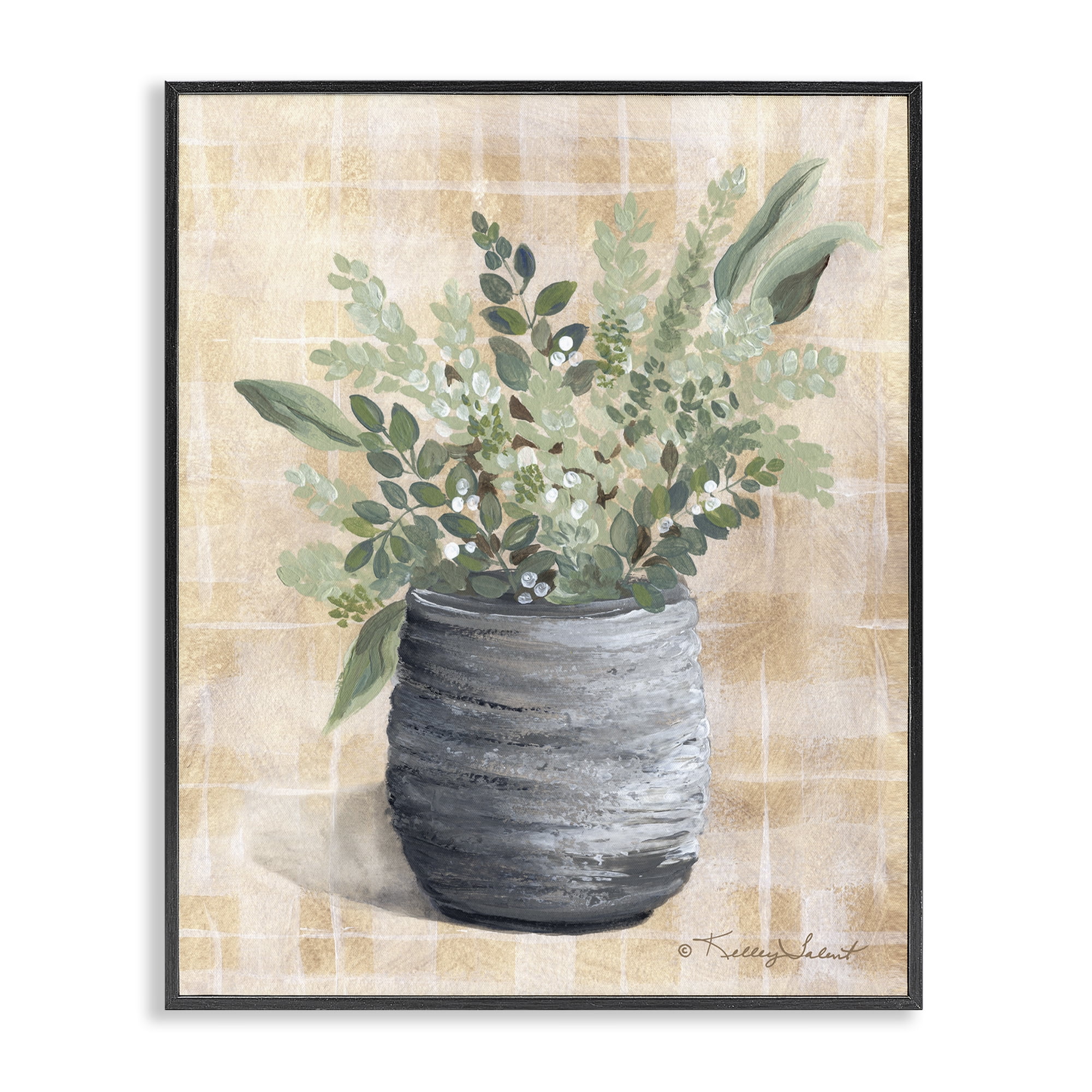 Stupell Industries Botanical Herbs Pottery Botanical & Floral Painting Black Framed Art Print Wall Art, 24 x 30