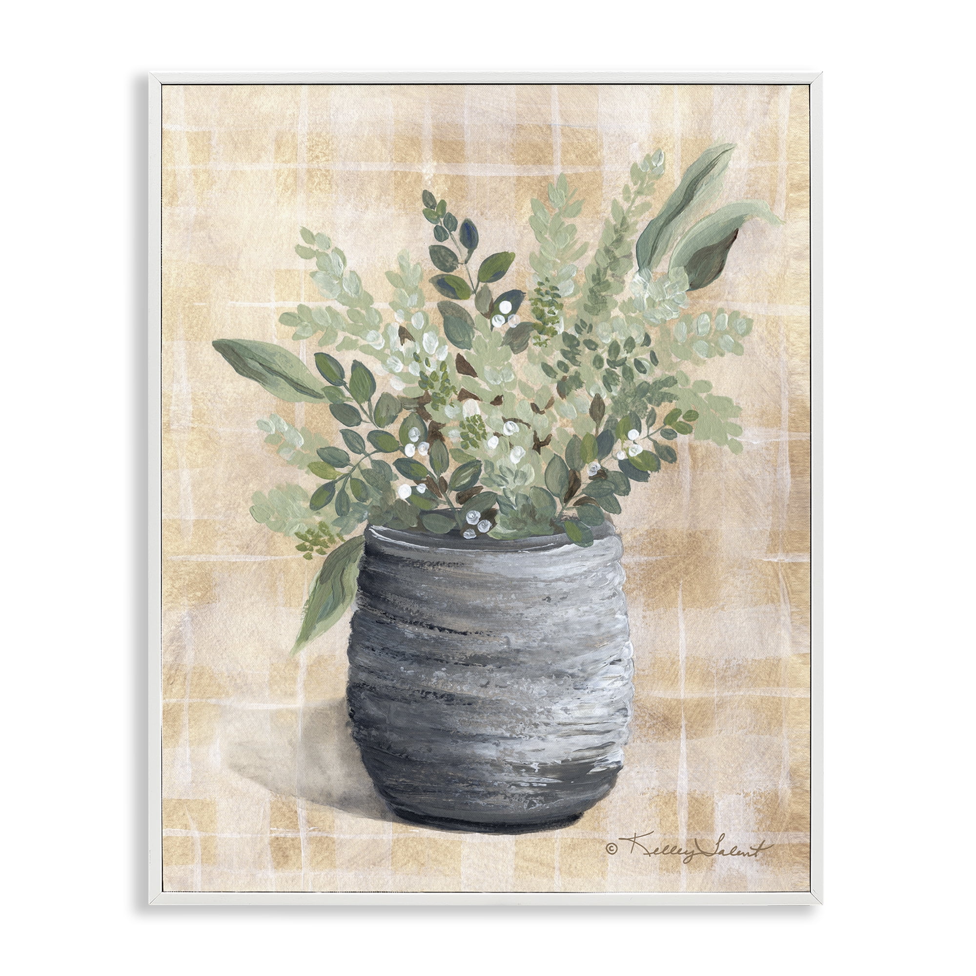 Stupell Industries Botanical Herbs Pottery Botanical & Floral Painting White Framed Art Print Wall Art, 24 x 30