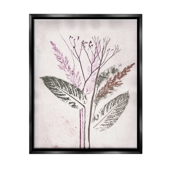 Stupell Industries Botanical Imprint Shapes Botanical & Floral Painting Black Floater Framed Canvas Art Print Wall Art, 17 x 21