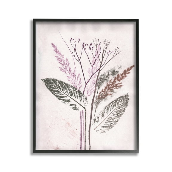 Stupell Industries Botanical Imprint Shapes Botanical & Floral Painting Black Framed Art Print Wall Art, 11 x 14
