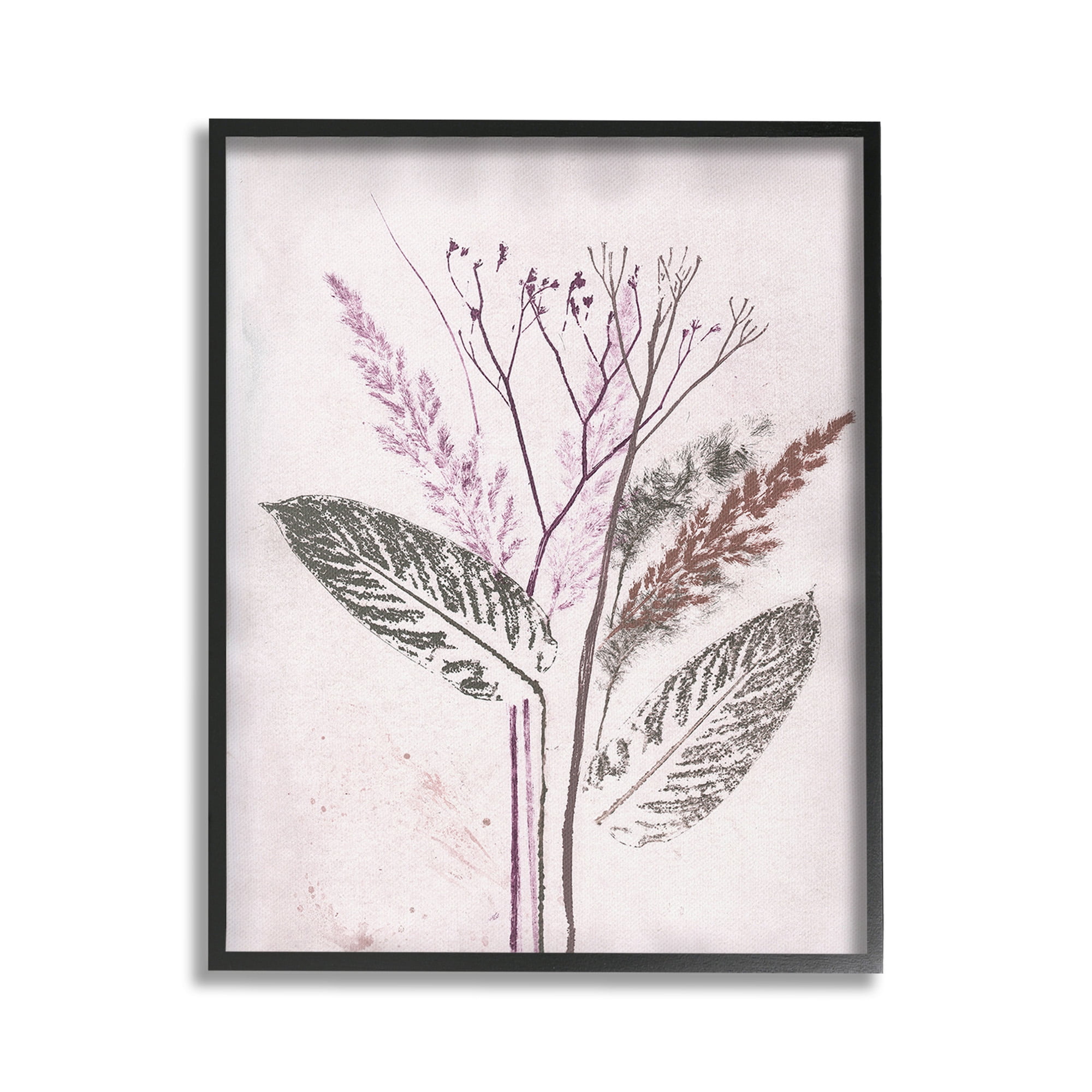 Stupell Industries Botanical Imprint Shapes Botanical & Floral Painting Black Framed Art Print Wall Art, 24 x 30