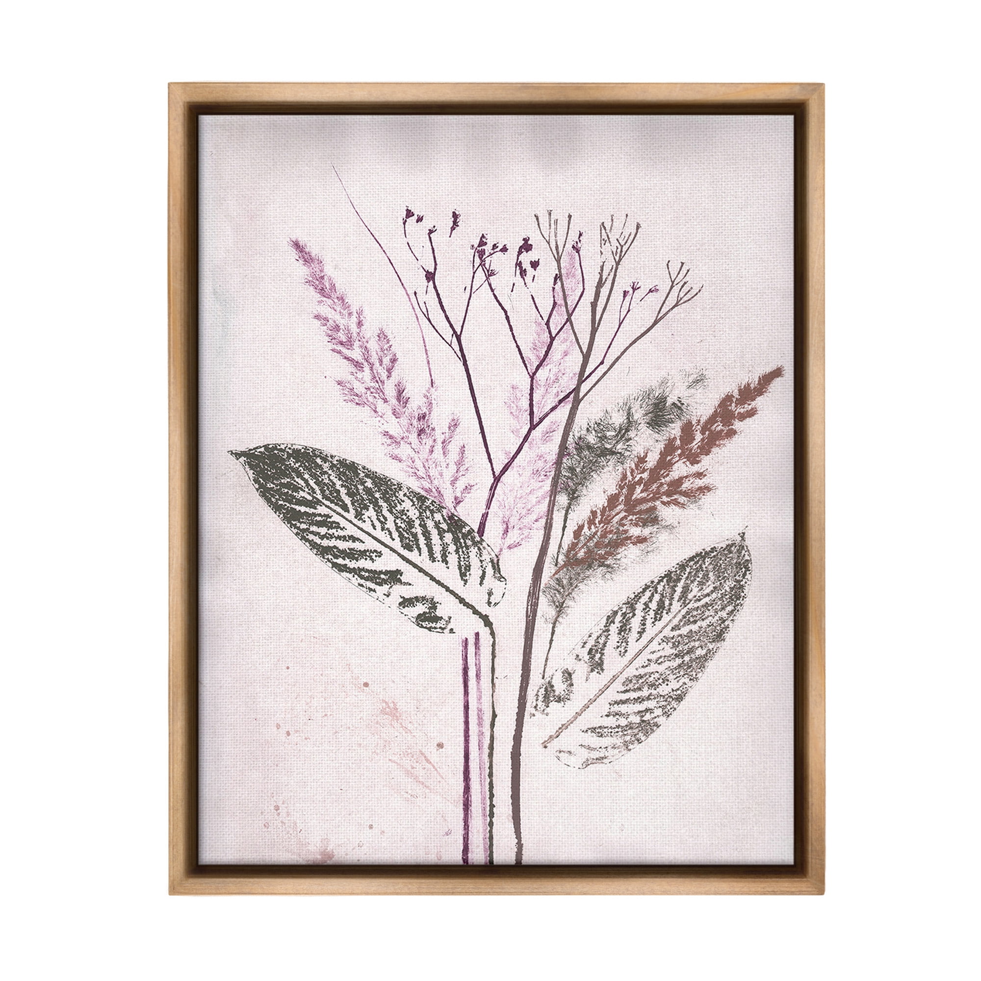 Stupell Industries Botanical Imprint Shapes Botanical & Floral Painting Brown Floater Framed Canvas Art Print Wall Art, 25 x 31