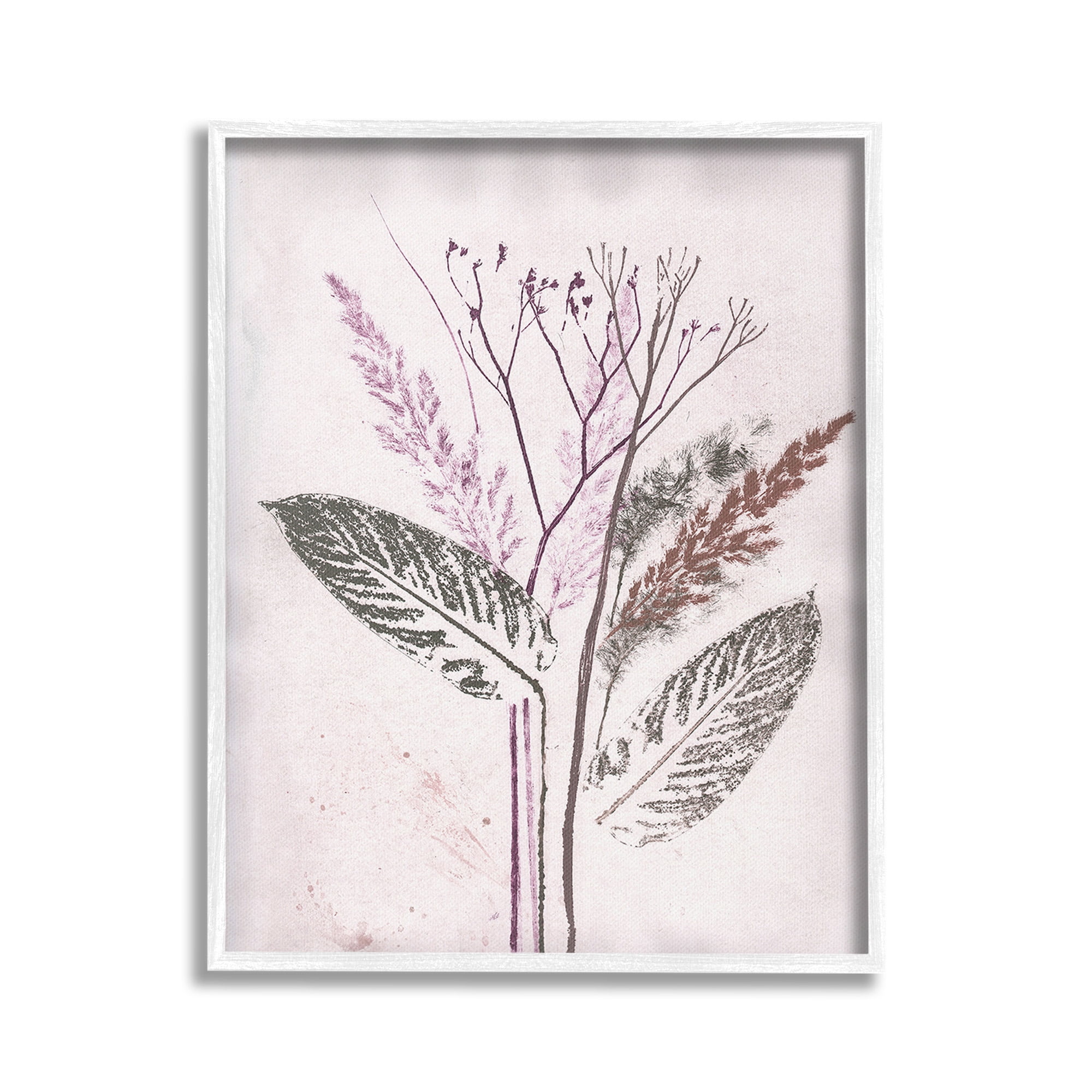 Stupell Industries Botanical Imprint Shapes Botanical & Floral Painting White Framed Art Print Wall Art, 16 x 20