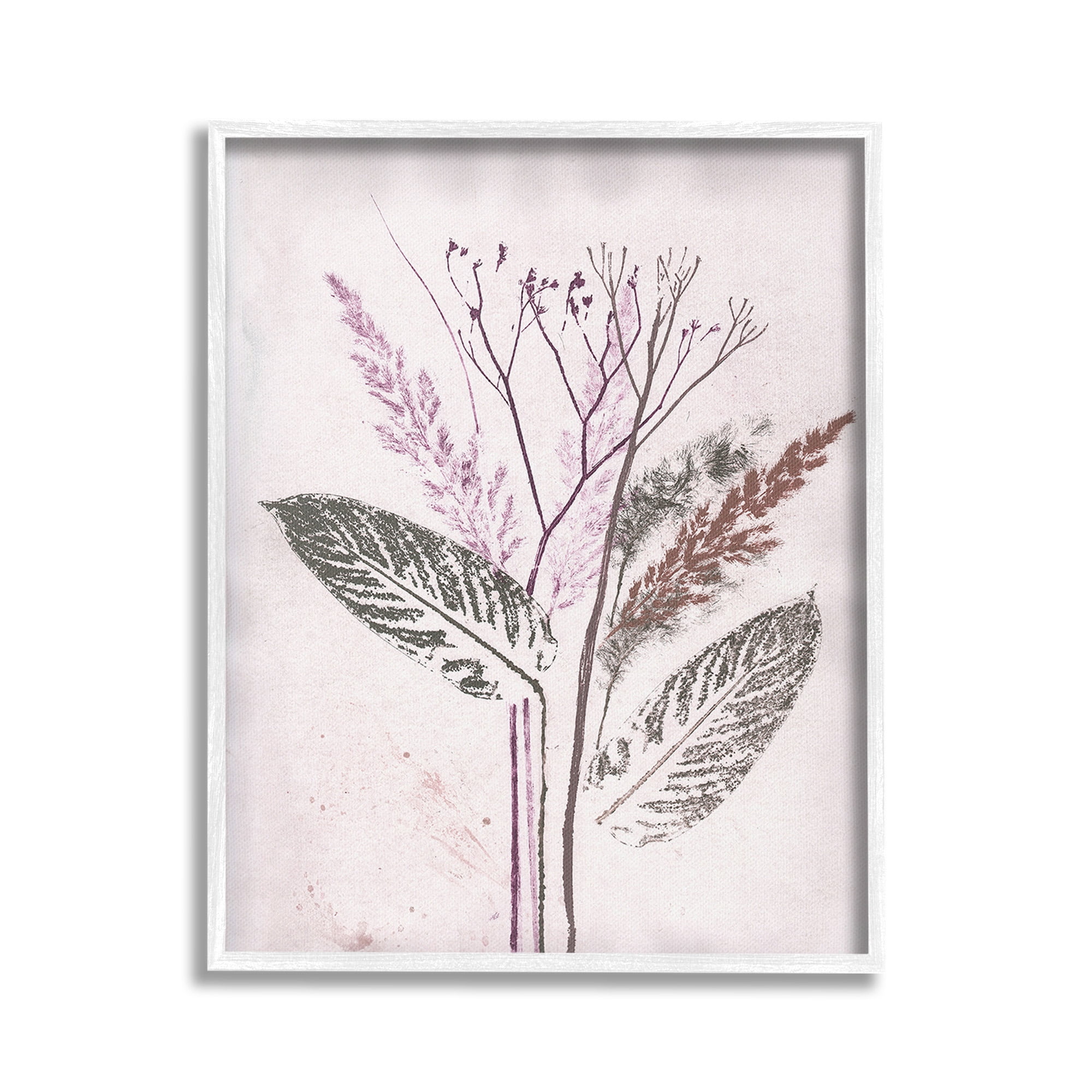 Stupell Industries Botanical Imprint Shapes Botanical & Floral Painting White Framed Art Print Wall Art, 24 x 30