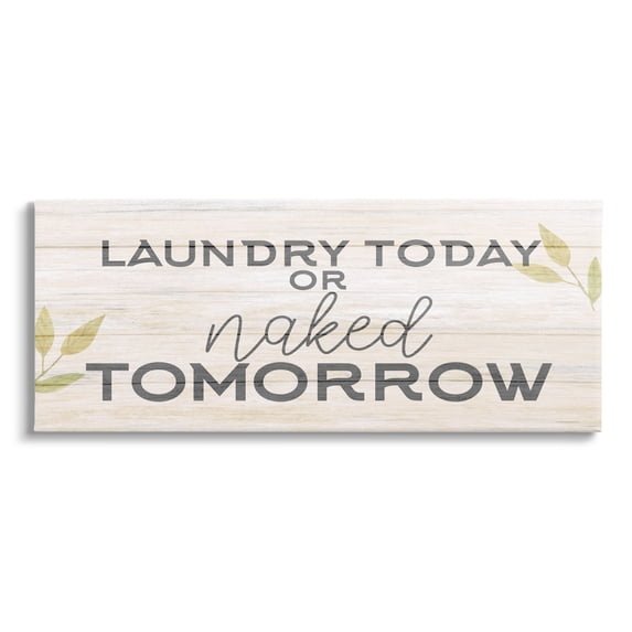 Stupell Industries Botanical Laundry Sign Text Typography Funny Quote Canvas Wall Art, 24 x 10, Design by Kim Allen