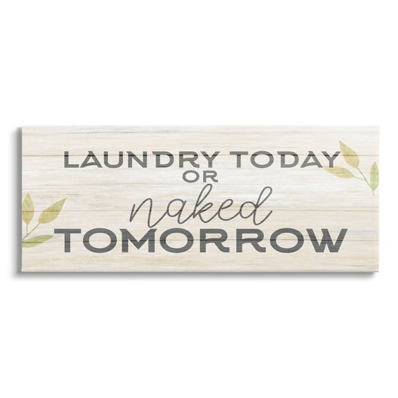 Stupell Industries Botanical Laundry Sign Text Typography Funny Quote Canvas Wall Art, 40 x 17, Design by Kim Allen