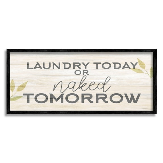 Stupell Industries Botanical Laundry Sign Text Typography Funny Quote Framed Wall Art, 30 x 13, Design by Kim Allen