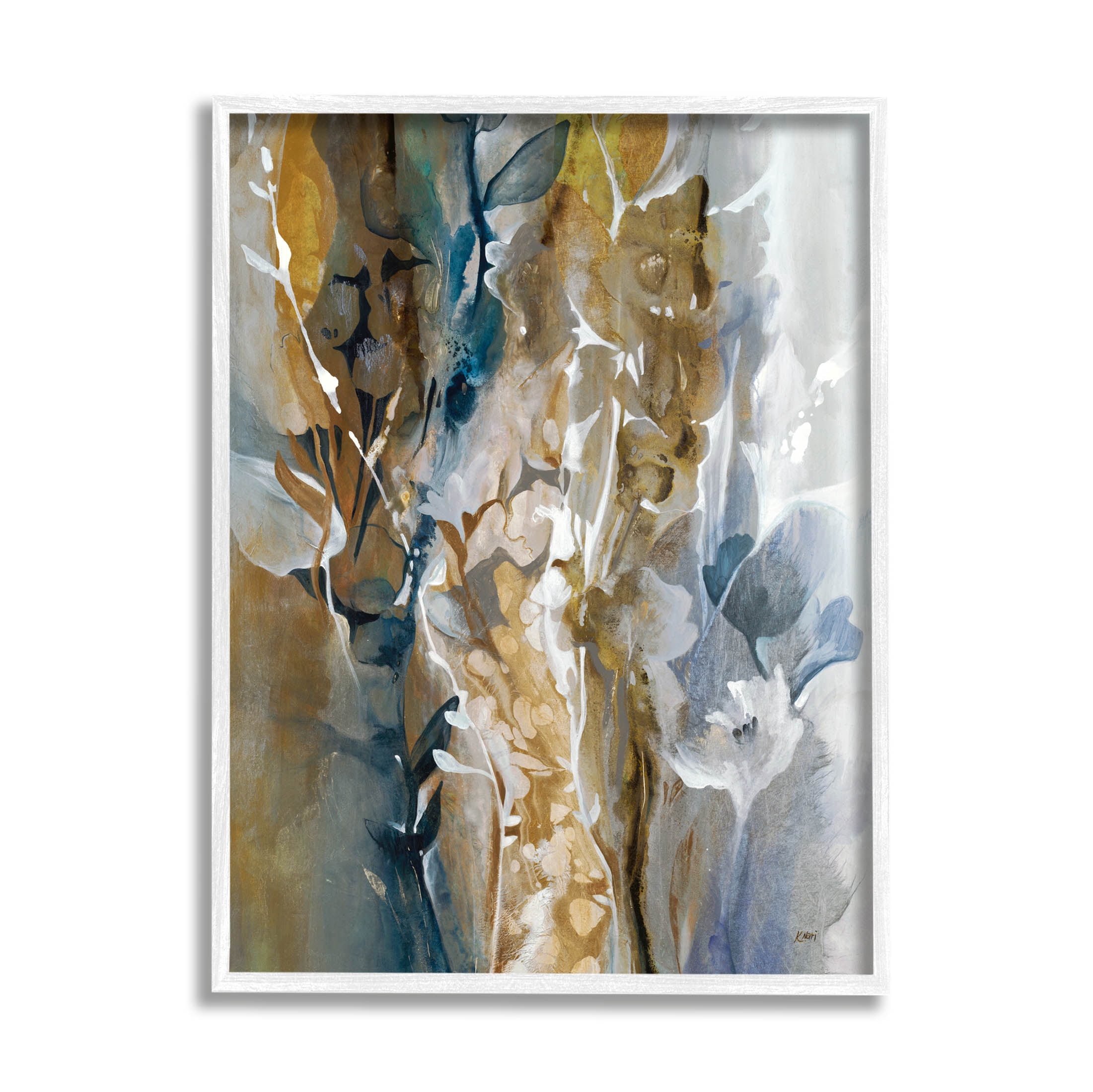 Stupell Industries Botanical Layered Sprigs Painting White Framed Art Print Wall Art, Design by K. Nari