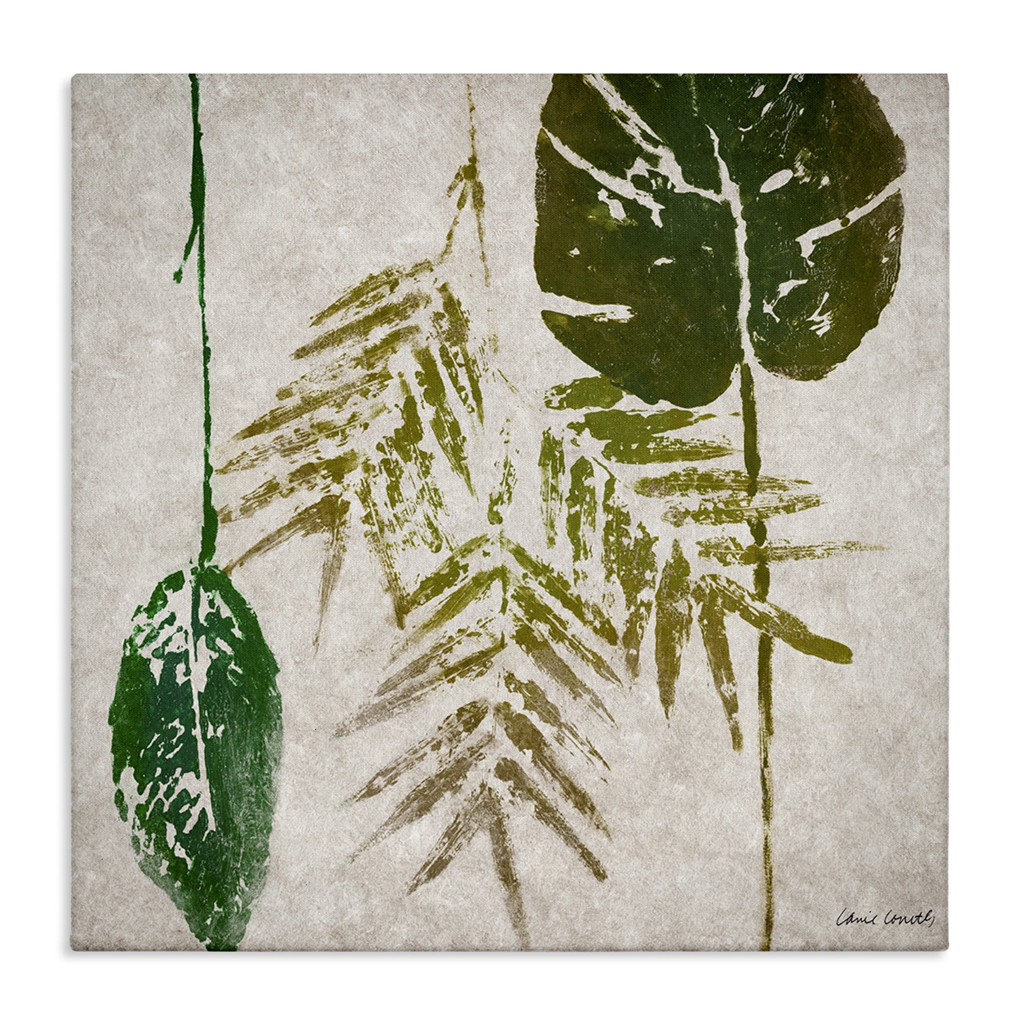 Stupell Industries Botanical Leaf Impressions Botanical & Floral Painting Gallery Wrapped Canvas Art Print Wall Art, 36 x 36