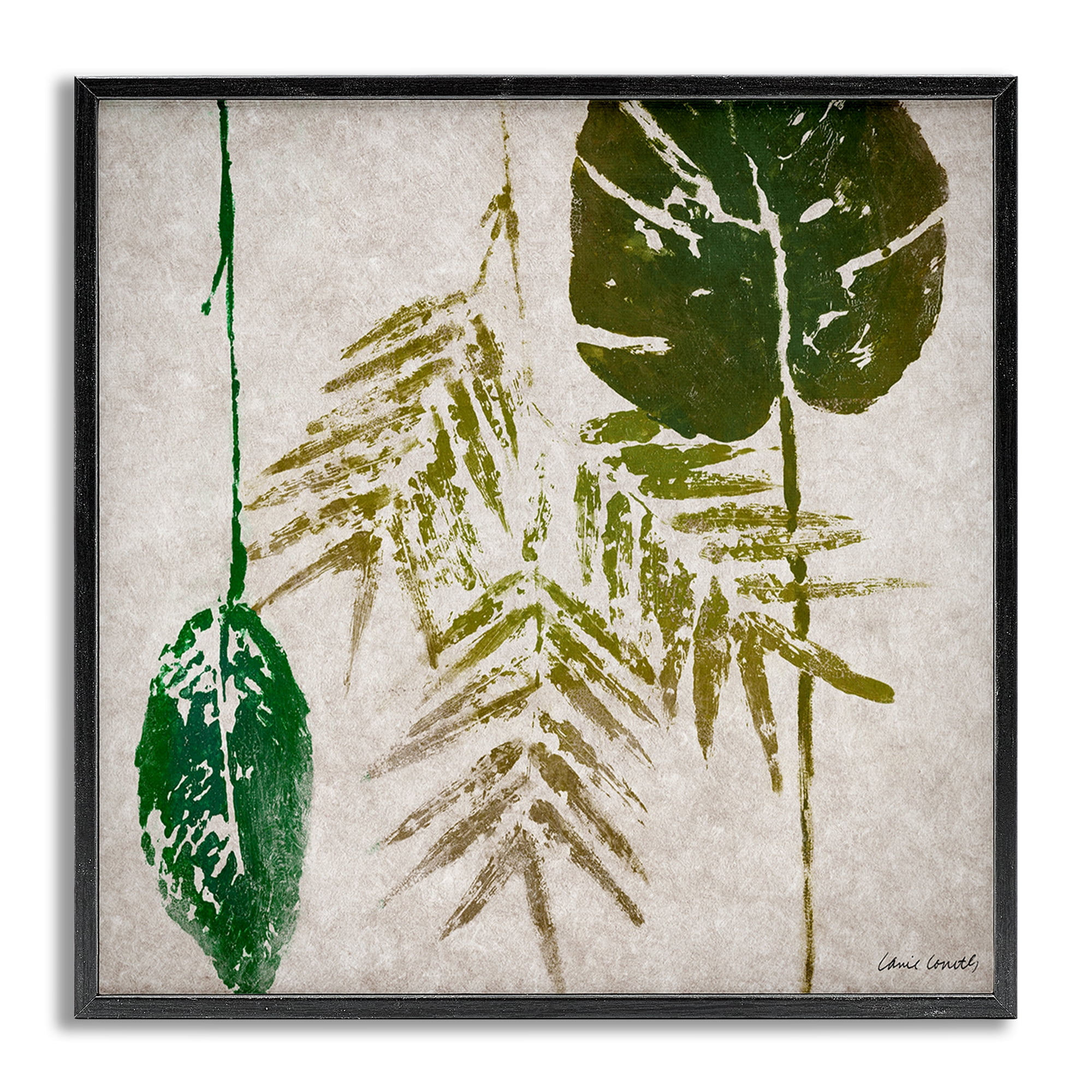 Stupell Industries Botanical Leaf Impressions Botanical & Floral Painting Gray Framed Art Print Wall Art, 12 x 12