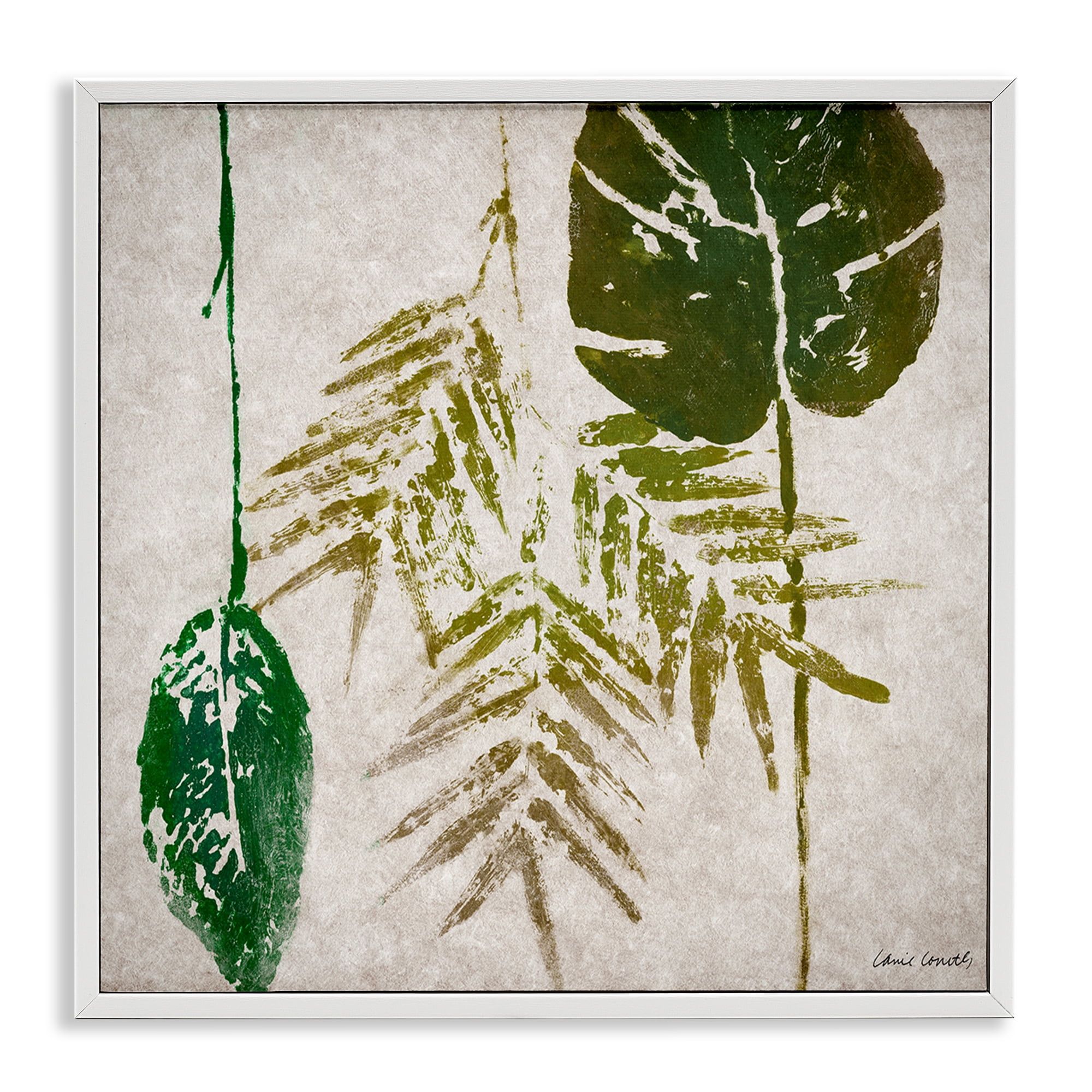 Stupell Industries Botanical Leaf Impressions Botanical & Floral Painting White Framed Art Print Wall Art, 24 x 24