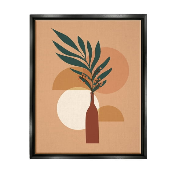 Stupell Industries Botanical Leaf & Shapes Botanical & Floral Painting Black Floater Framed Canvas Art Print Wall Art, 25 x 31