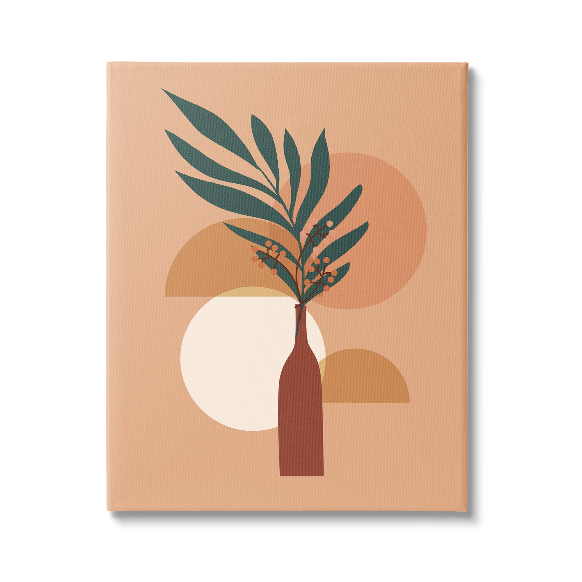 Stupell Industries Botanical Leaf & Shapes Botanical & Floral Painting Gallery Wrapped Canvas Art Print Wall Art, 16 x 20