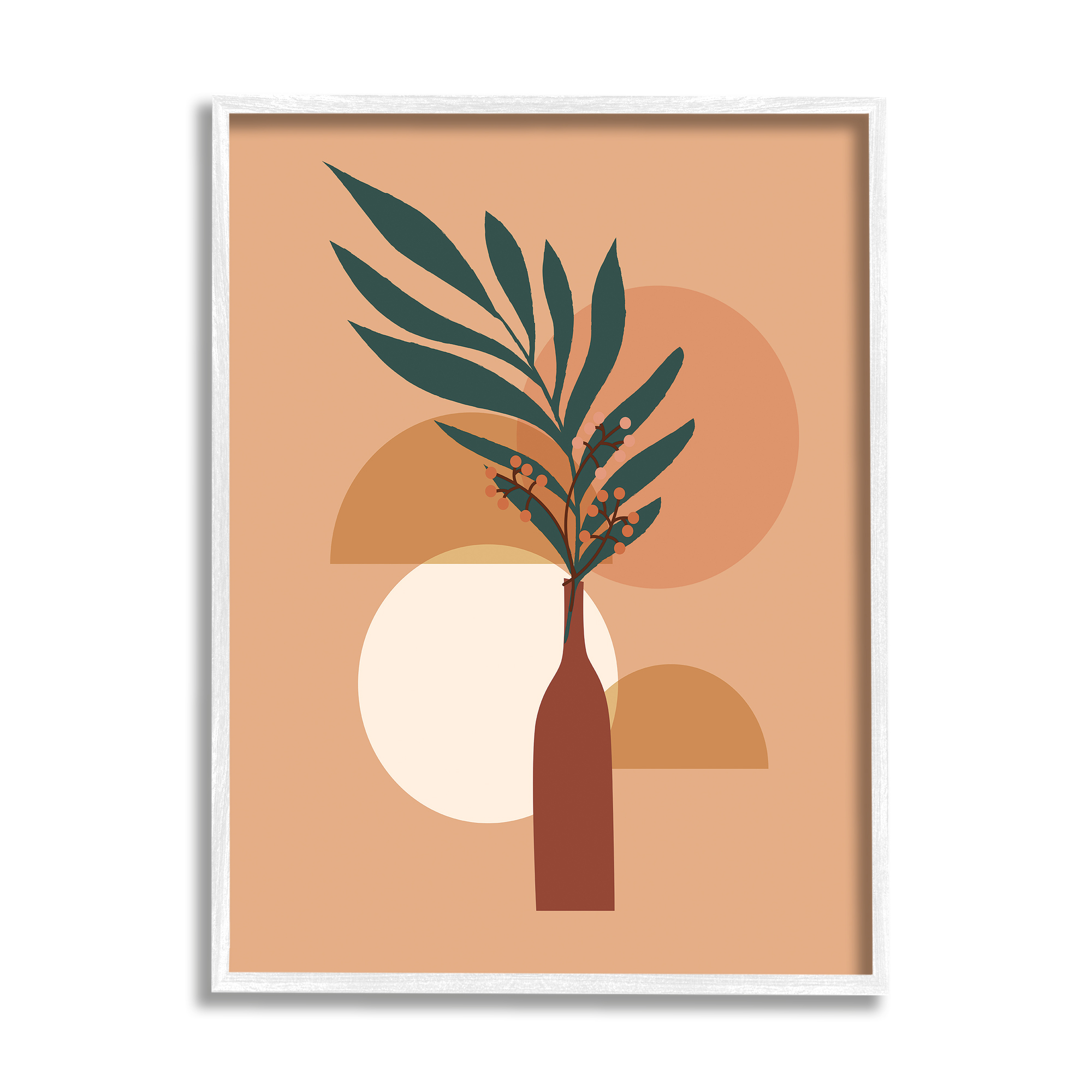 Stupell Industries Botanical Leaf & Shapes Botanical & Floral Painting White Framed Art Print Wall Art, 11 x 14