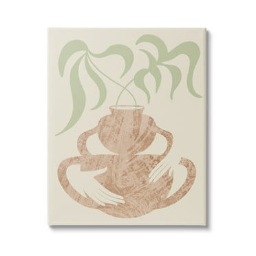 Stupell Industries Botanical Leaves Hands Flower Pot Handles Collage Canvas Wall Art, 16 x 20, Design by Lil' Rue