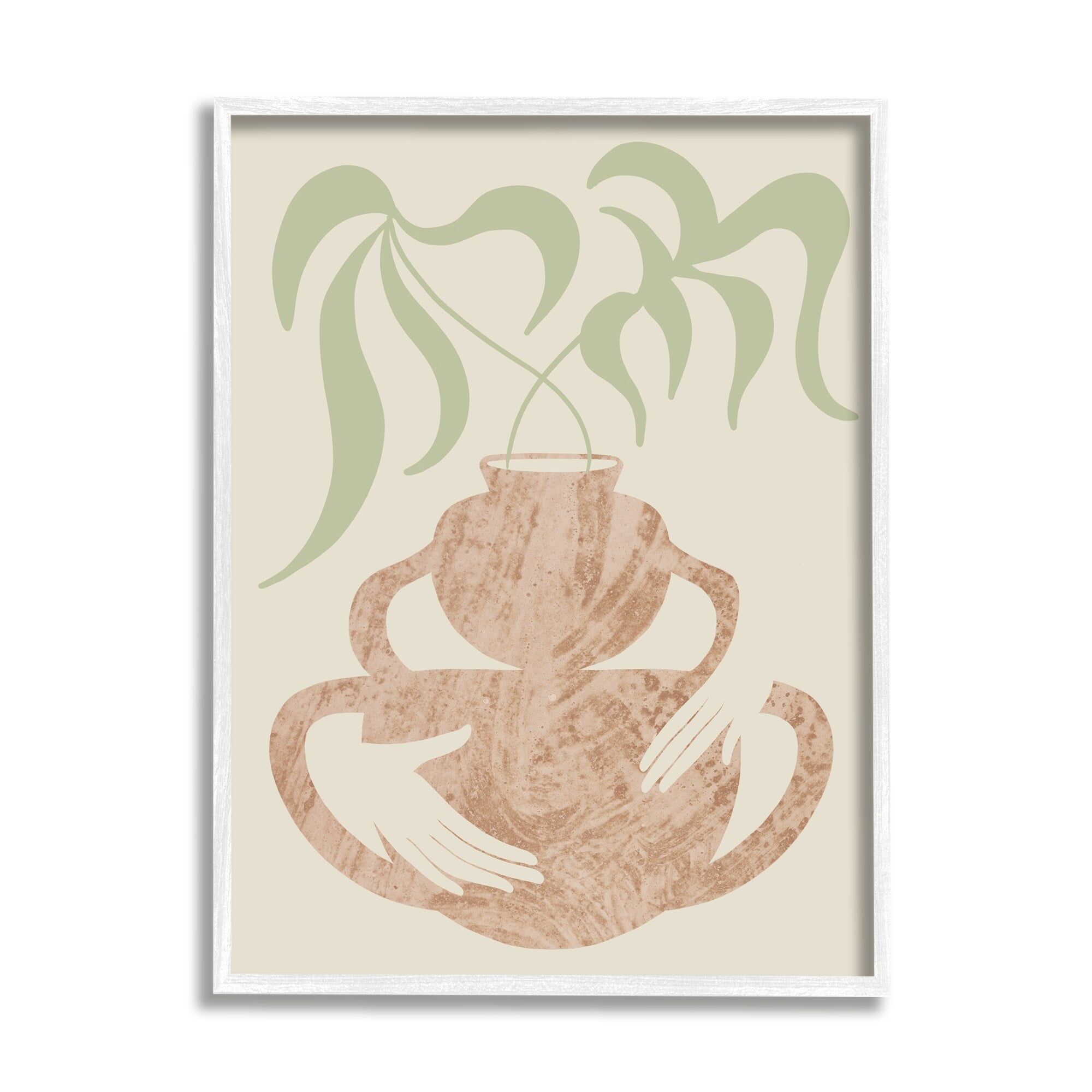 Stupell Industries Botanical Leaves Hands Flower Pot Handles Collage Framed Wall Art, 24 x 30, Design by Lil' Rue