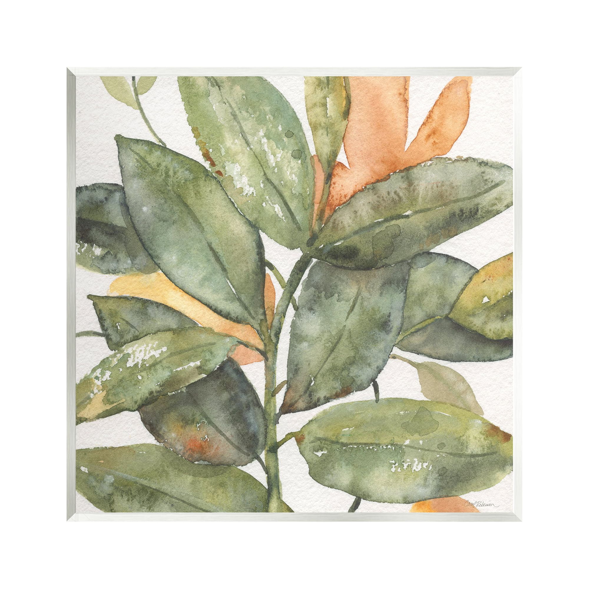 Botanical Leaves Watercolor Plant Art on MDF Wood Plaque