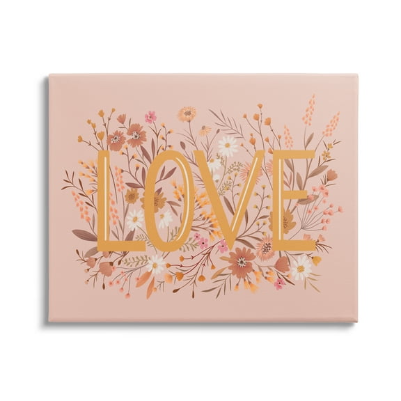 Stupell Industries Botanical Love Typography Delicate Floral Details Graphic Art Gallery Wrapped Canvas Print Wall Art, Design by Heather McLaughlin