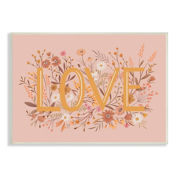 Stupell Industries Botanical Love Typography Delicate Floral Details Graphic Art Unframed Art Print Wall Art, Design by Heather McLaughlin