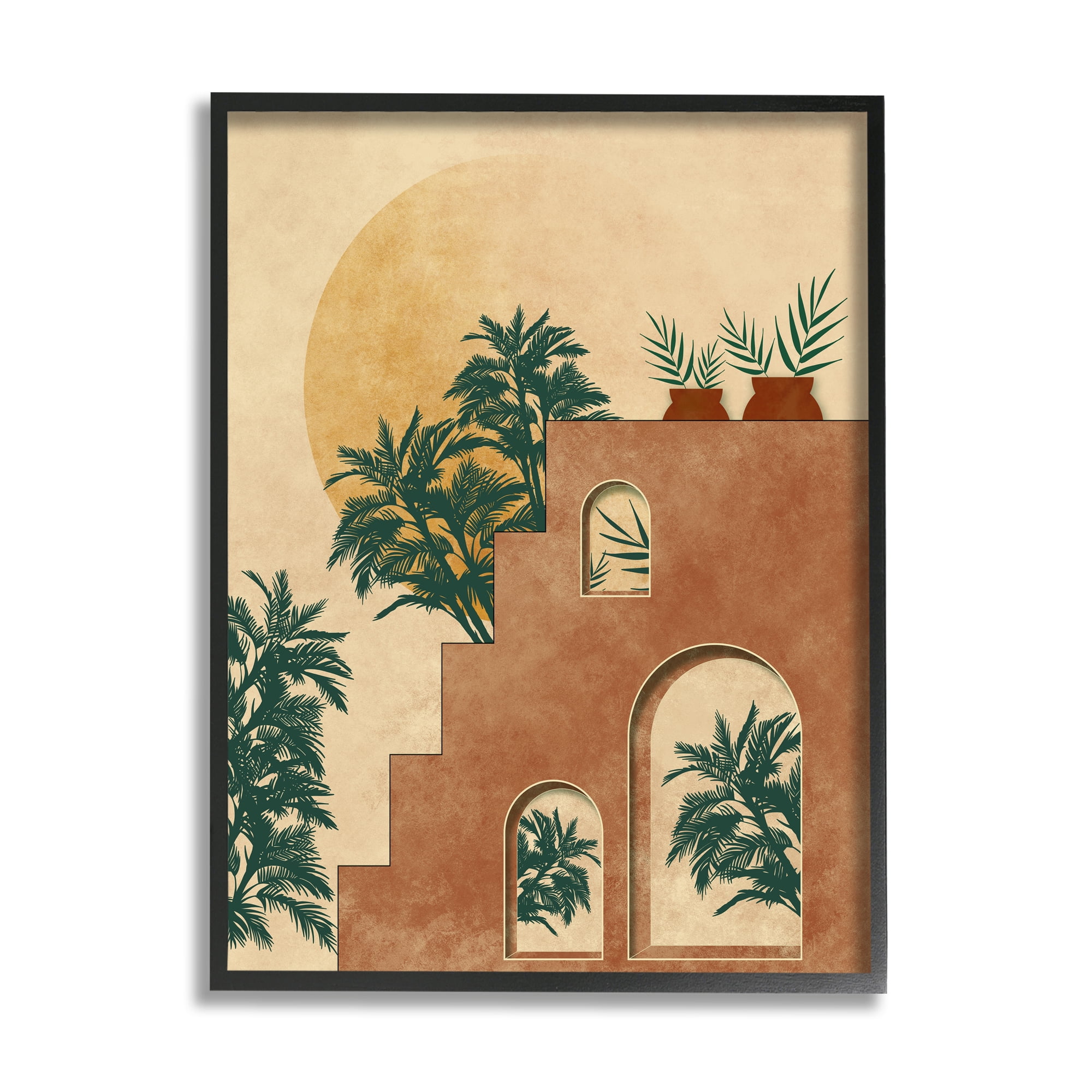 Stupell Industries Botanical Morocco Scenery Nature Painting Black Framed Art Print Wall Art, 11 x 14