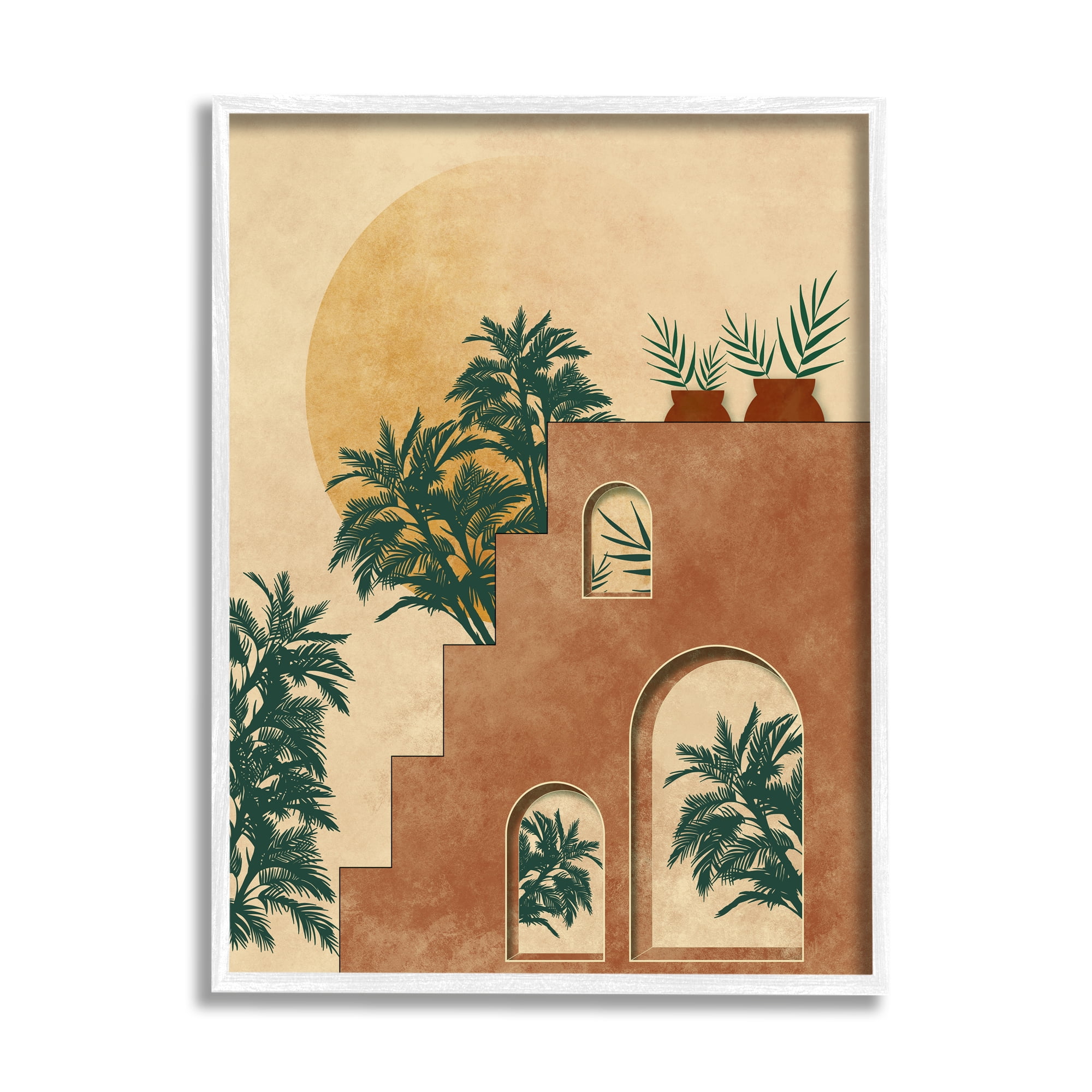 Stupell Industries Botanical Morocco Scenery Nature Painting White Framed Art Print Wall Art, 11 x 14