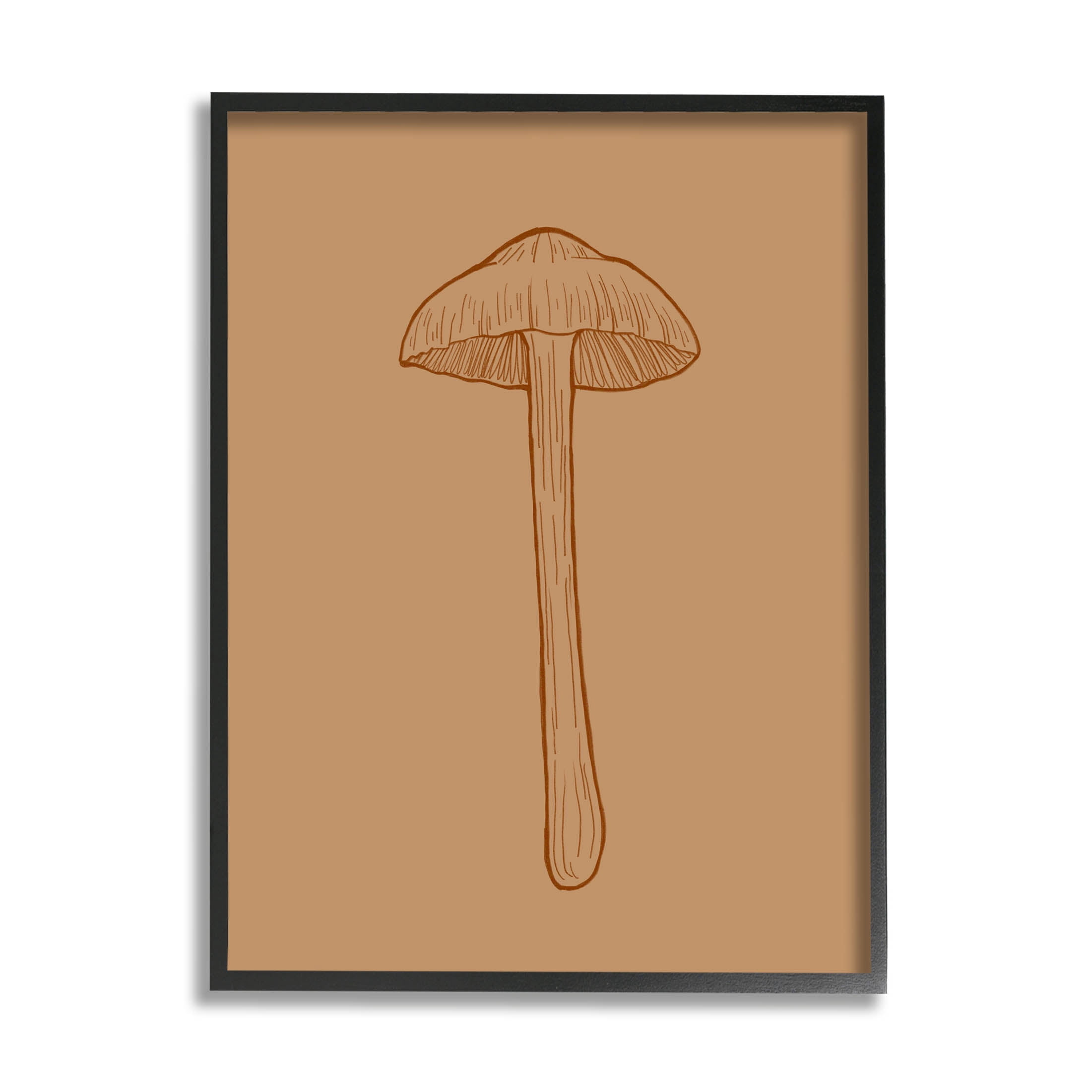 Stupell Industries Botanical Mushroom Outline Nature Graphic Art Black Framed Art Print Wall Art, Design by Ziwei Li