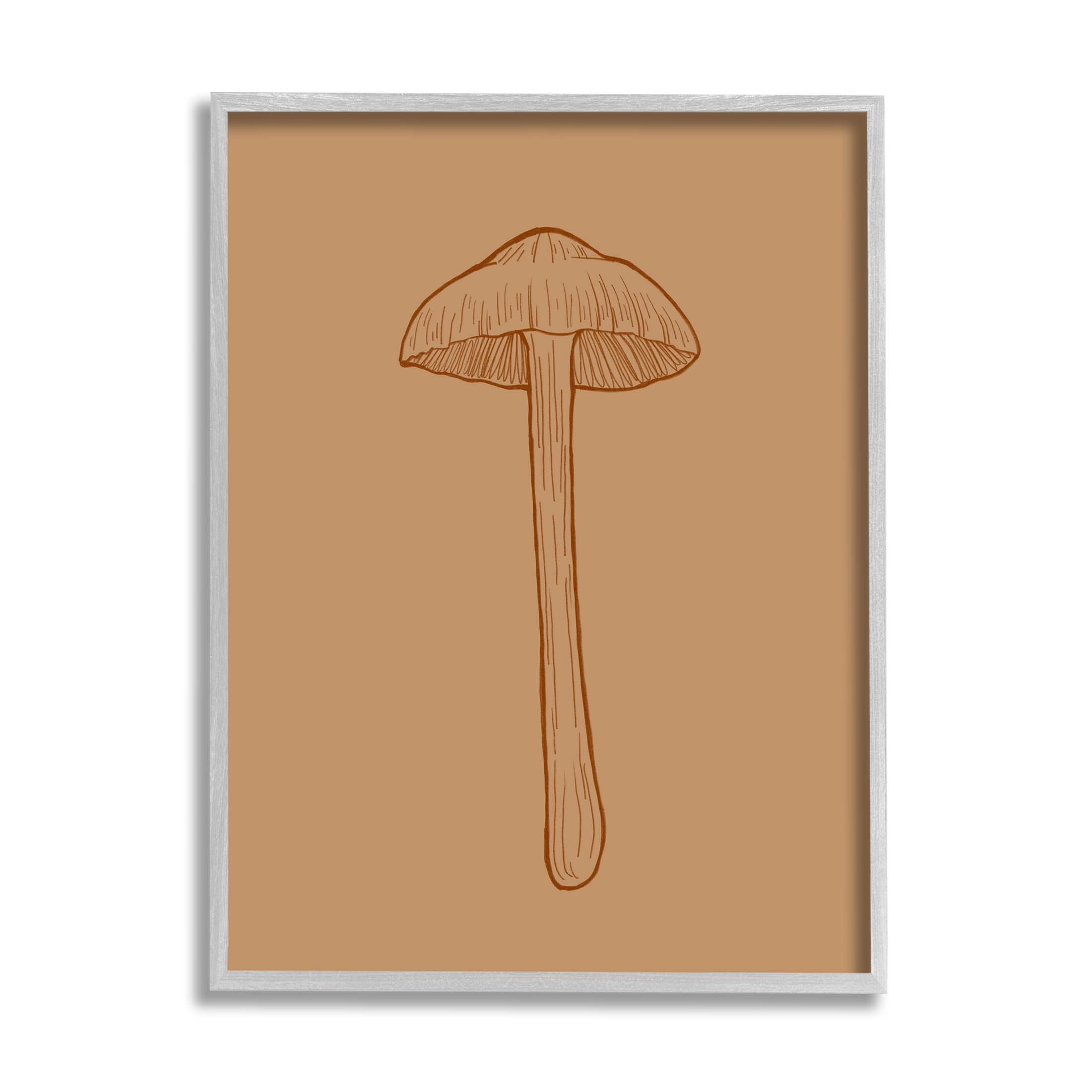 Stupell Industries Botanical Mushroom Outline Nature Graphic Art Gray Framed Art Print Wall Art, Design by Ziwei Li