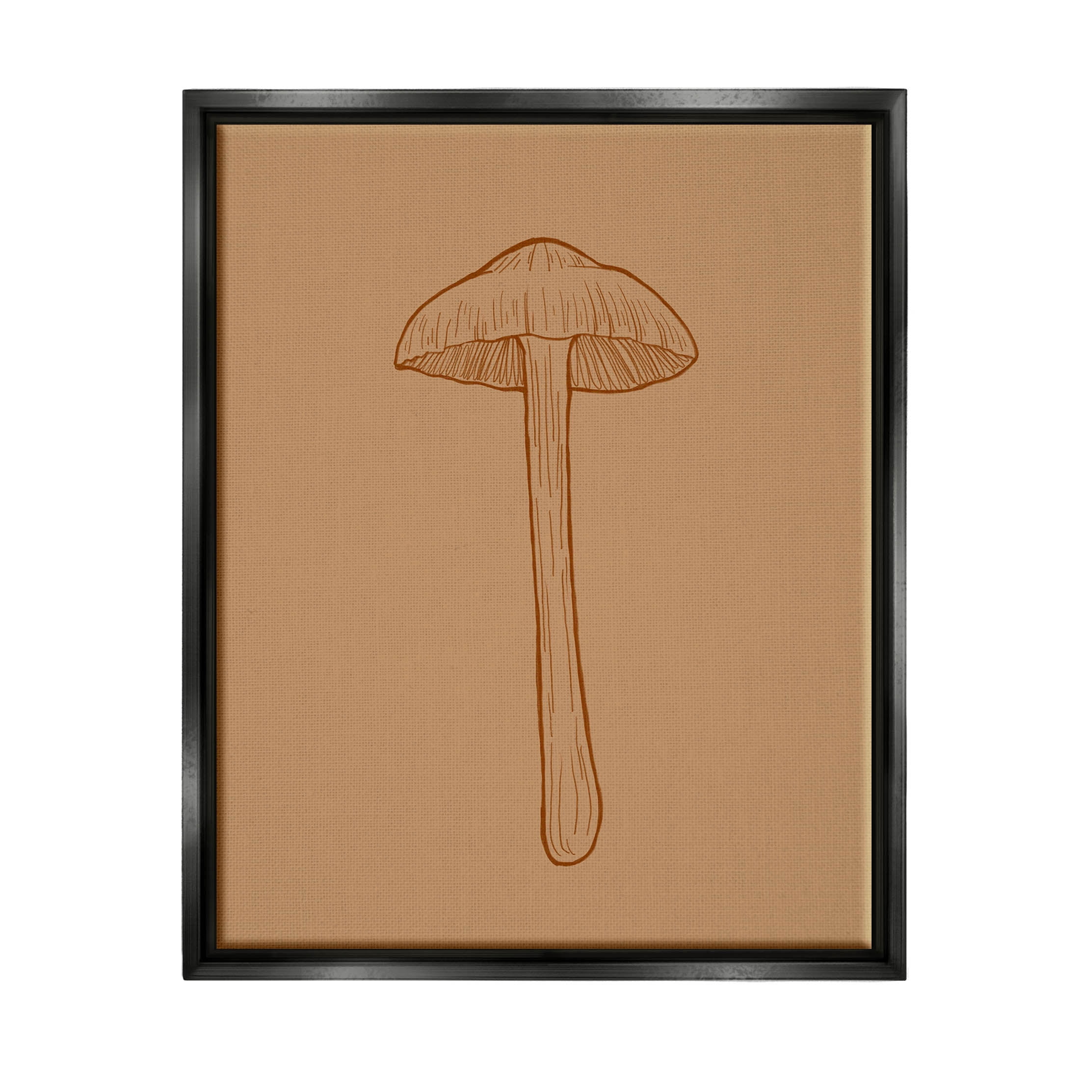 Stupell Industries Botanical Mushroom Outline Nature Graphic Art Jet Black Floating Framed Canvas Print Wall Art, Design by Ziwei Li