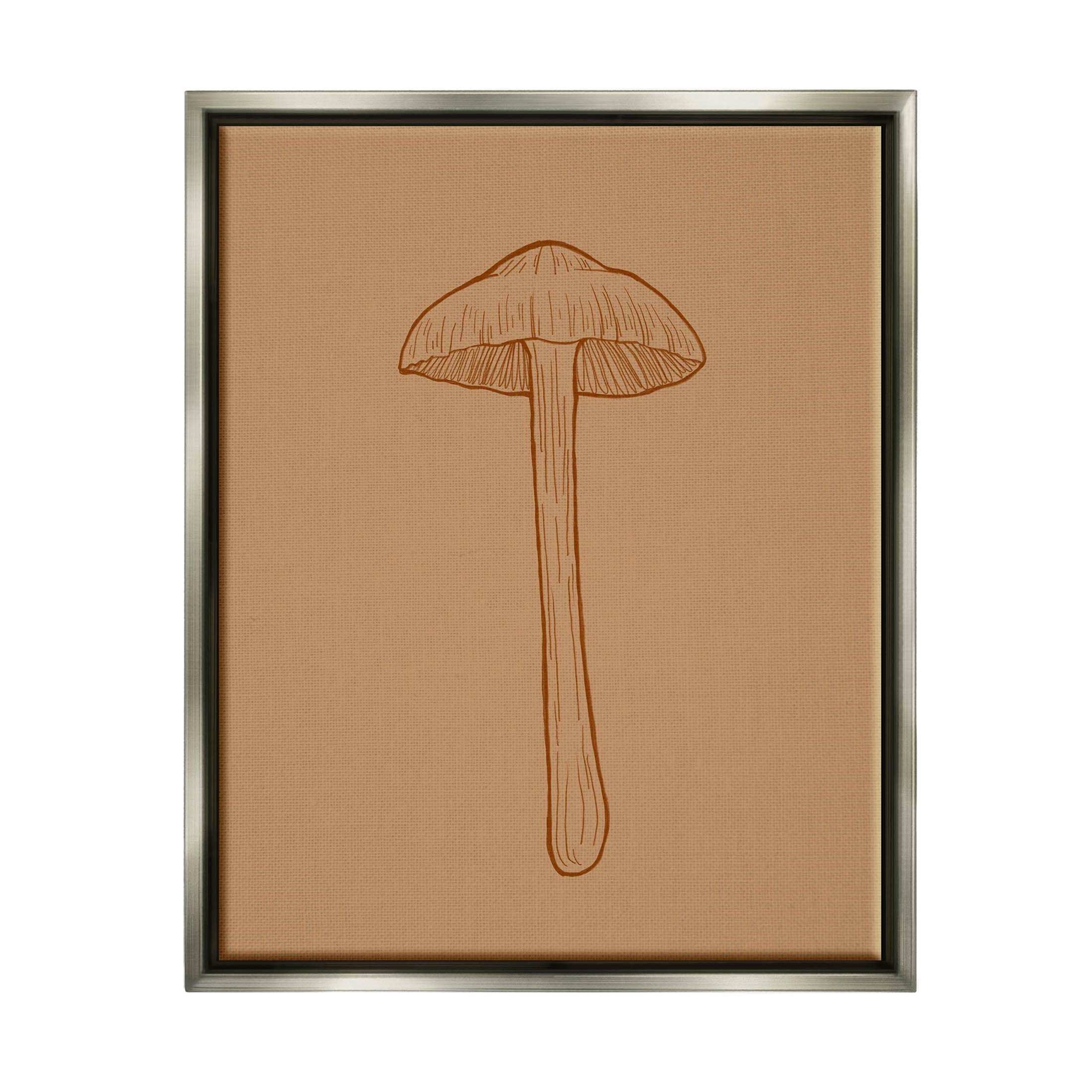 Stupell Industries Botanical Mushroom Outline Nature Graphic Art Luster Gray Floating Framed Canvas Print Wall Art, Design by Ziwei Li
