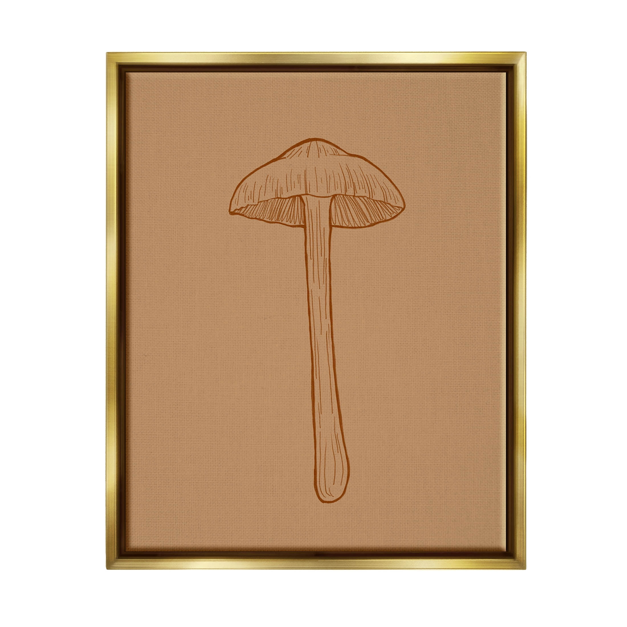 Stupell Industries Botanical Mushroom Outline Nature Graphic Art Metallic Gold Floating Framed Canvas Print Wall Art, Design by Ziwei Li