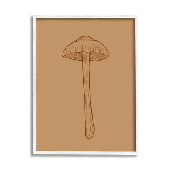 Stupell Industries Botanical Mushroom Outline Nature Graphic Art White Framed Art Print Wall Art, Design by Ziwei Li