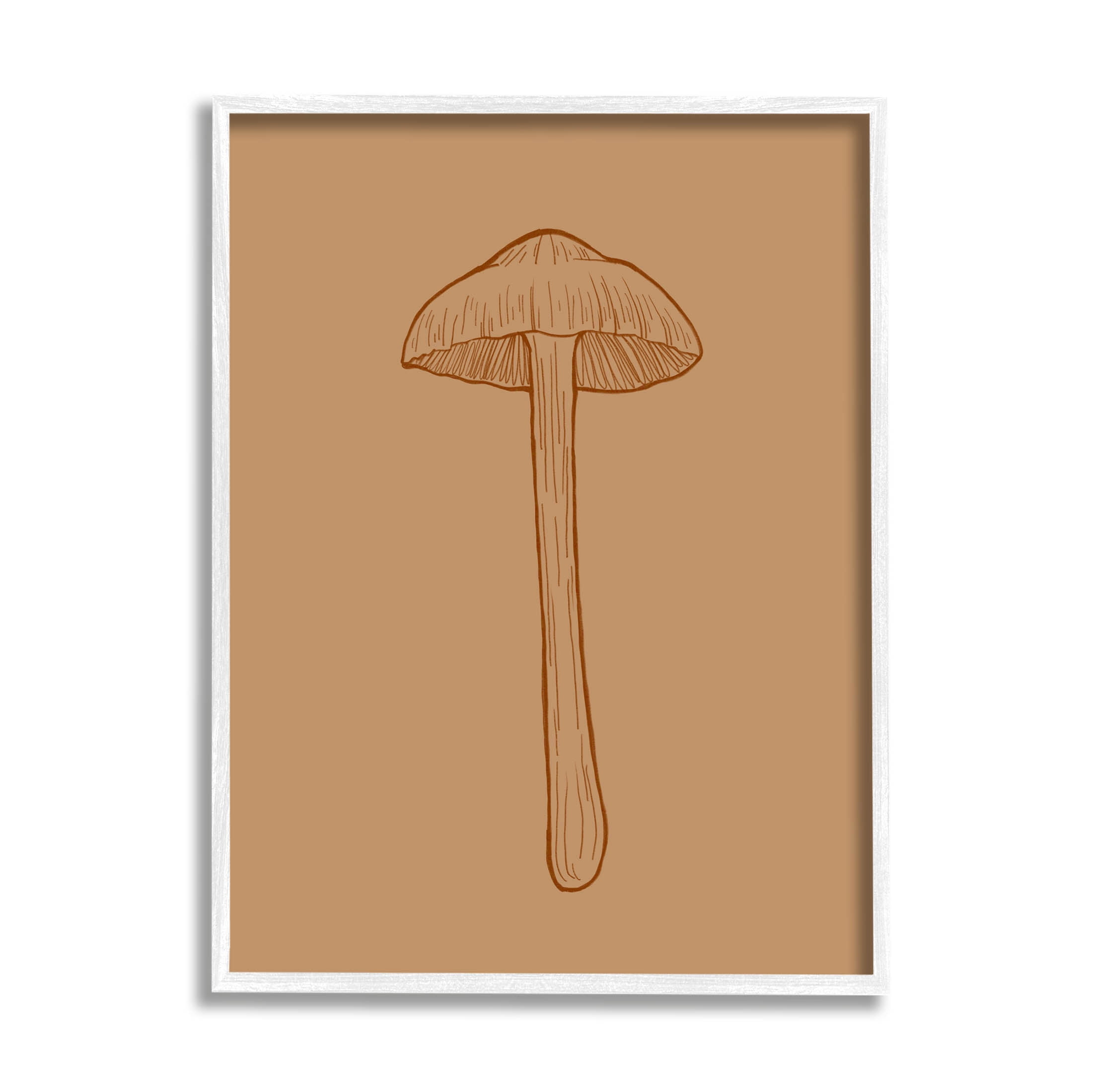Stupell Industries Botanical Mushroom Outline Nature Graphic Art White Framed Art Print Wall Art, Design by Ziwei Li